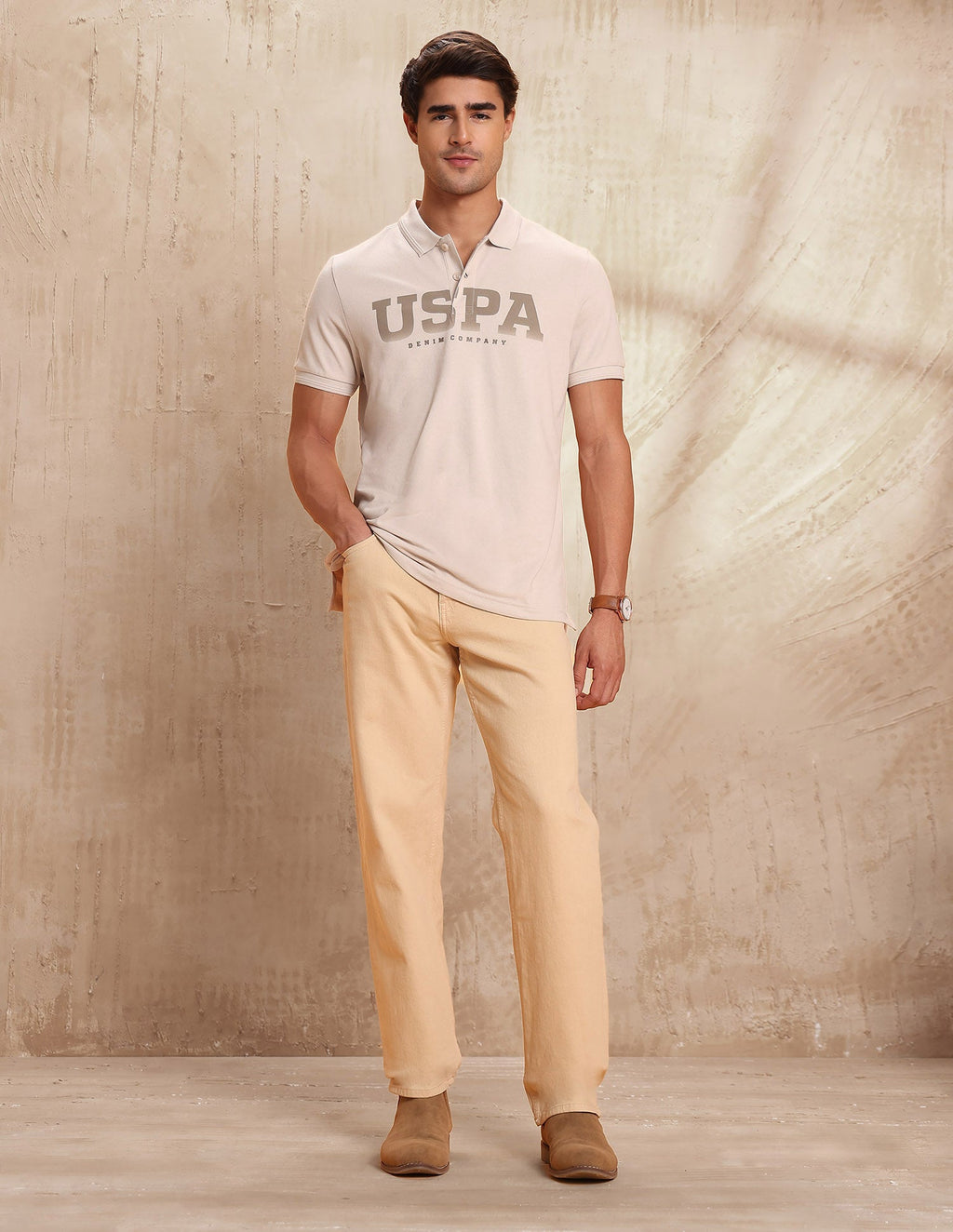 Brand Printed Muscle Fit Polo Shirt