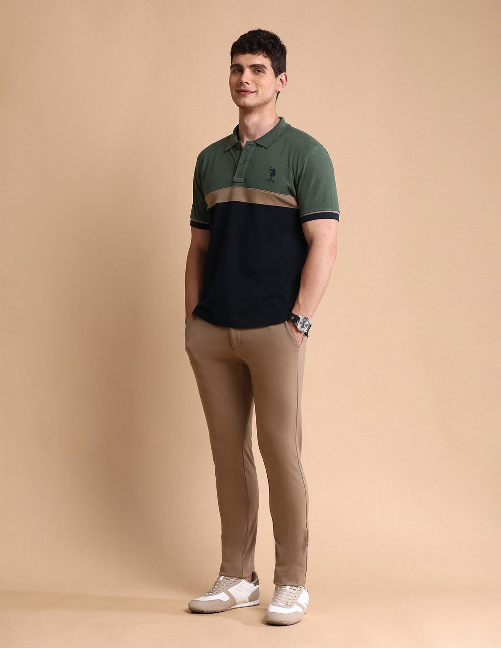 Colourblocked Slim Fit Polo Shirt