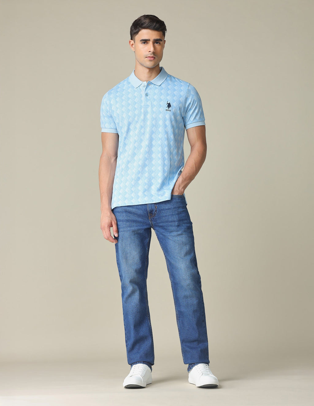 All-Over Printed Regular Fit Polo Shirt