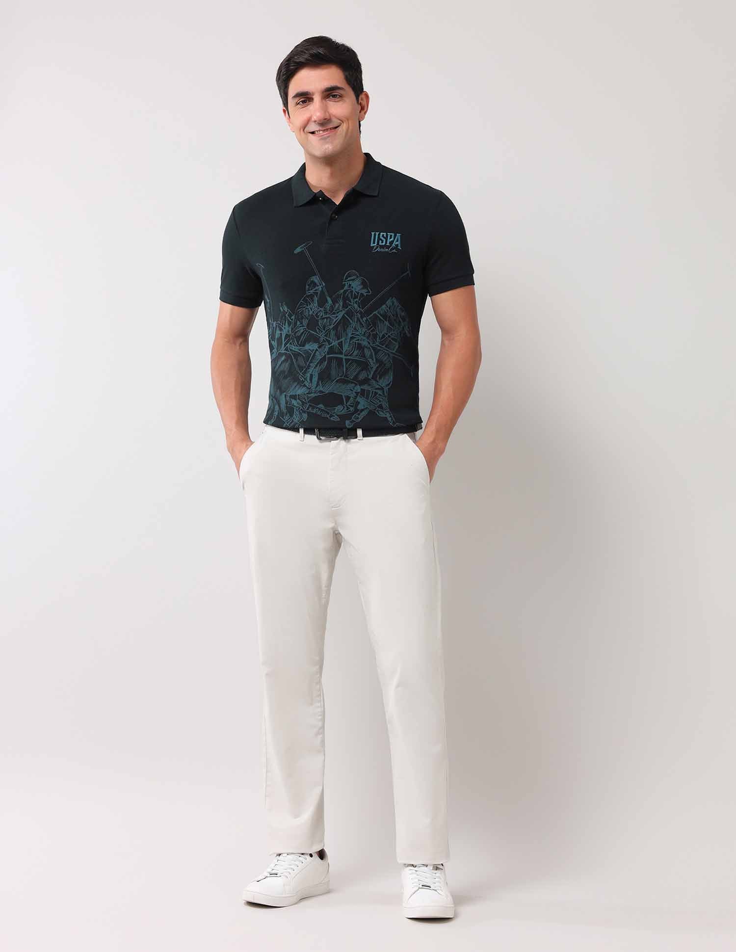 Brand Printed Muscle Fit Polo Shirt