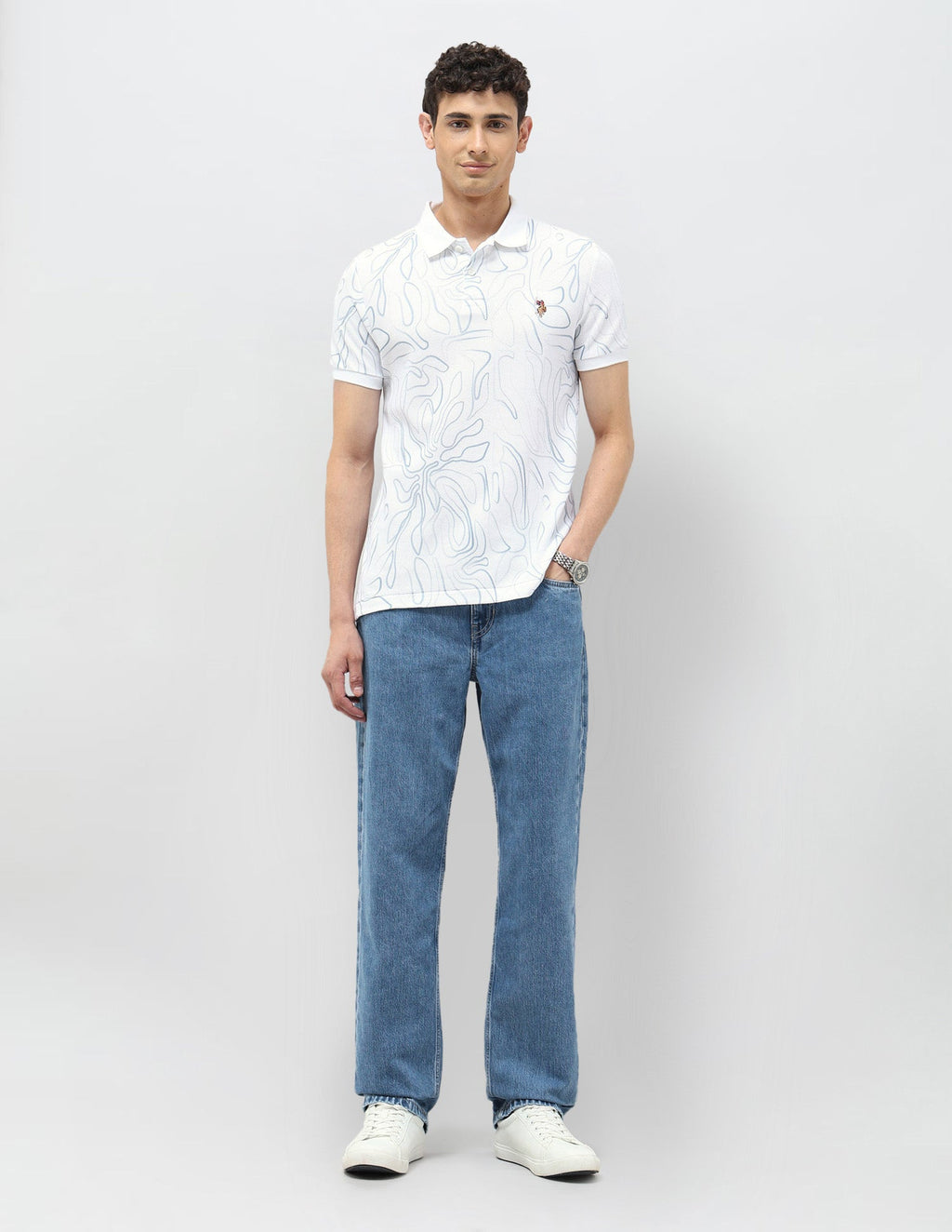 Abstract Printed Regular Fit Polo shirt