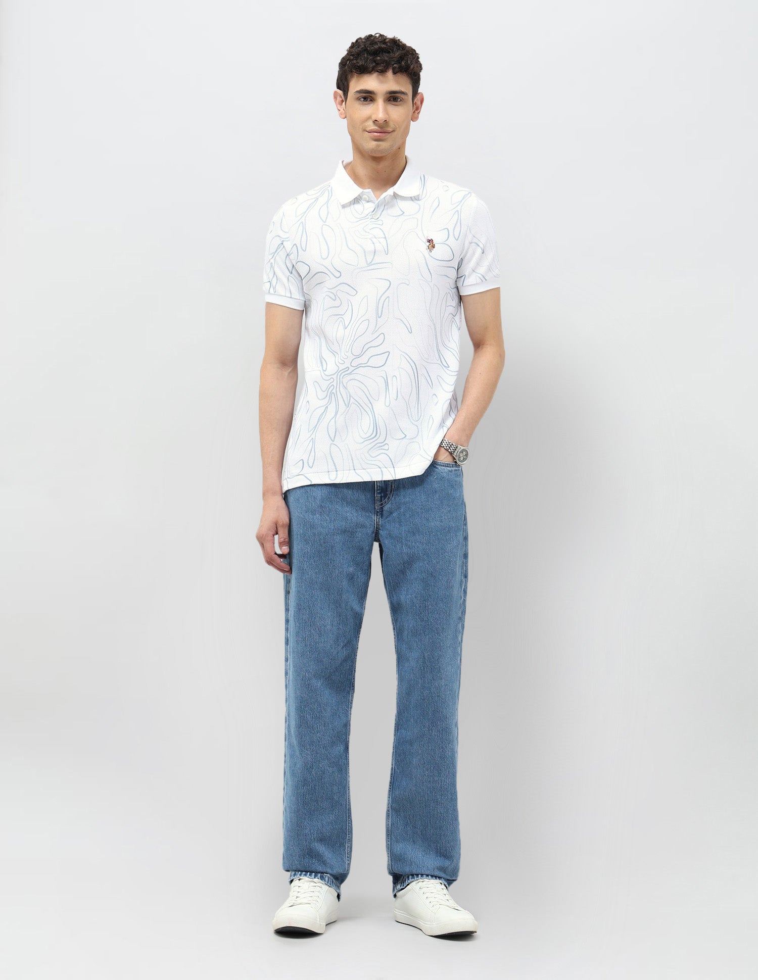 Abstract Printed Regular Fit Polo shirt