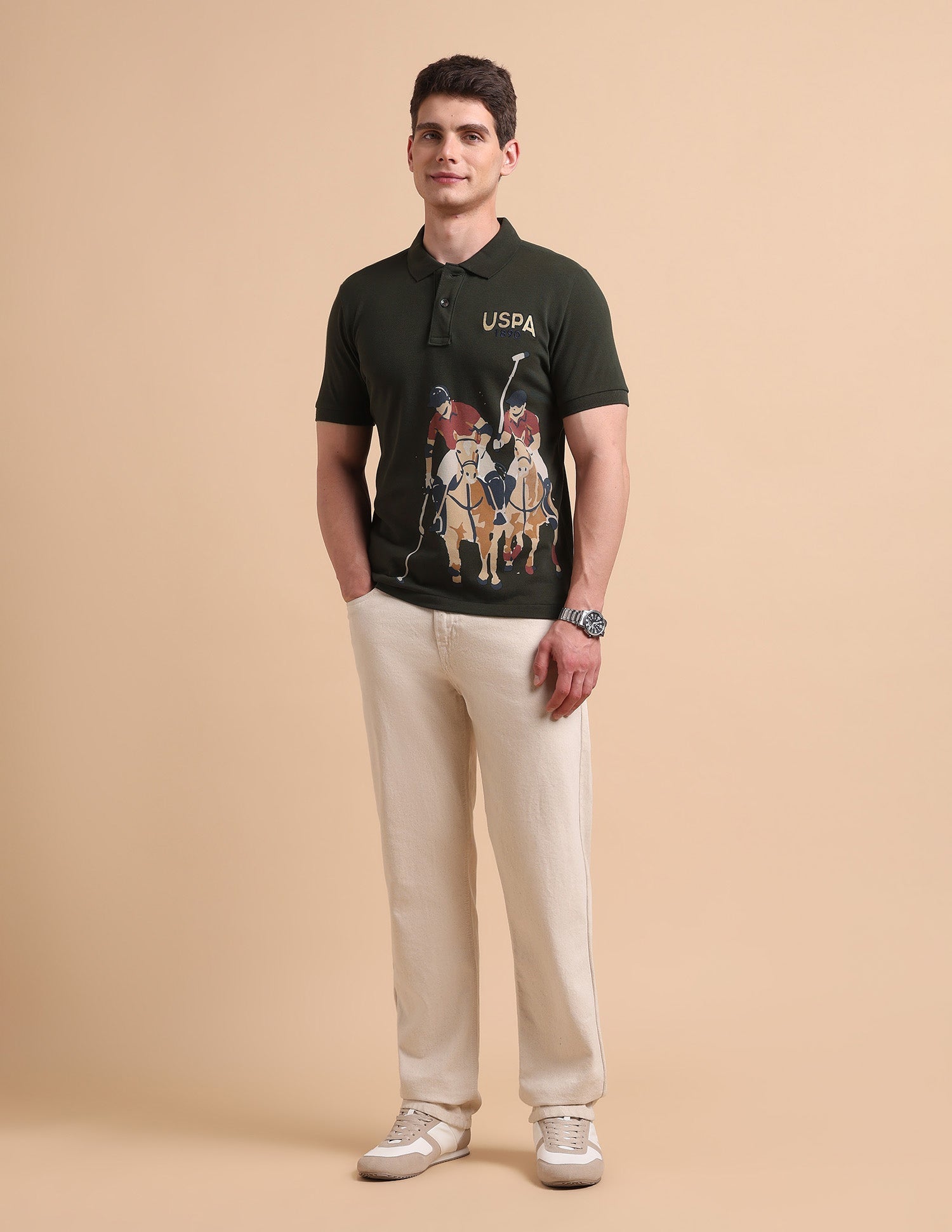 Brand Printed Pure Cotton Polo Shirt