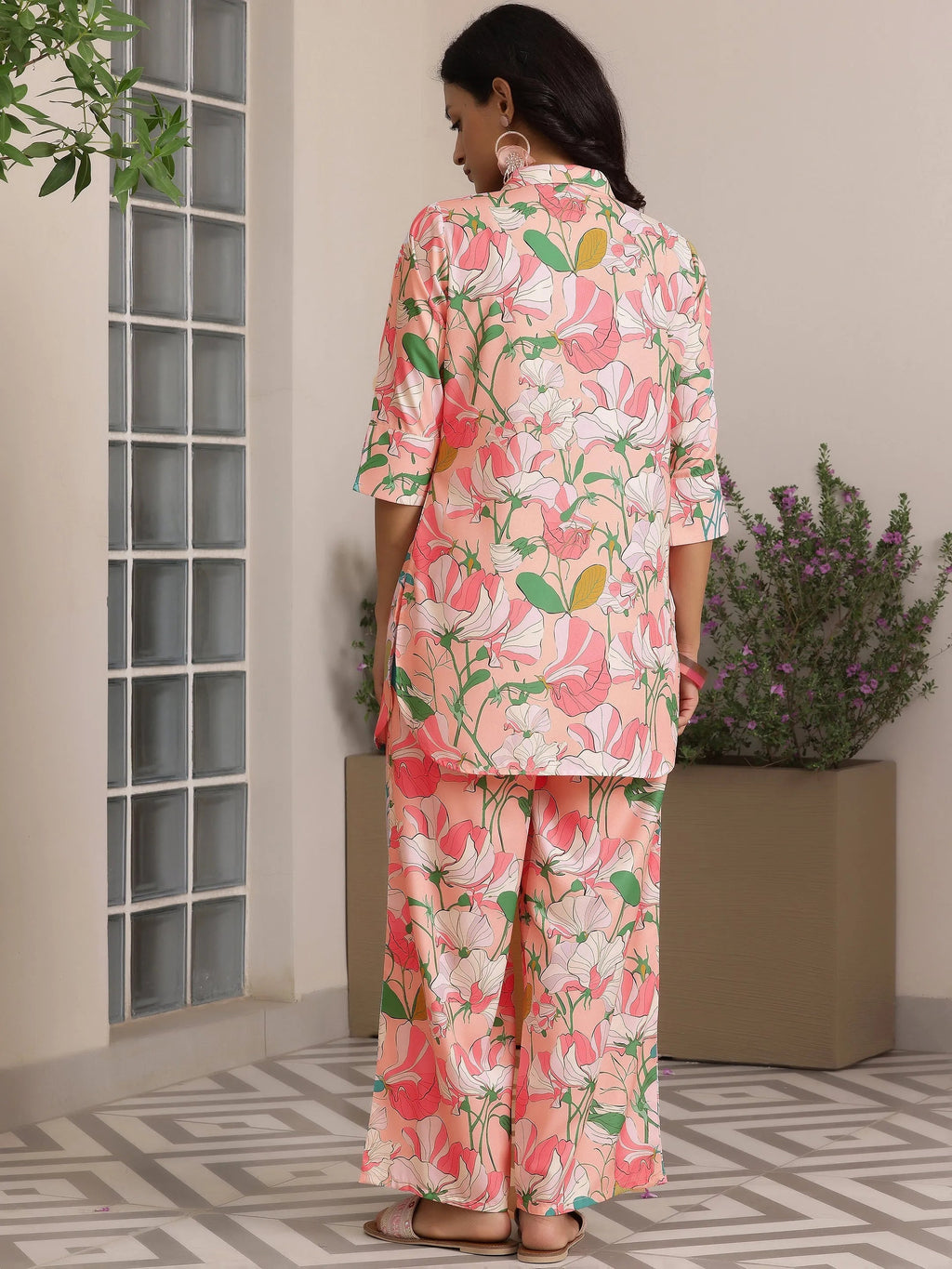 Peach Printed Rayon Co-Ords