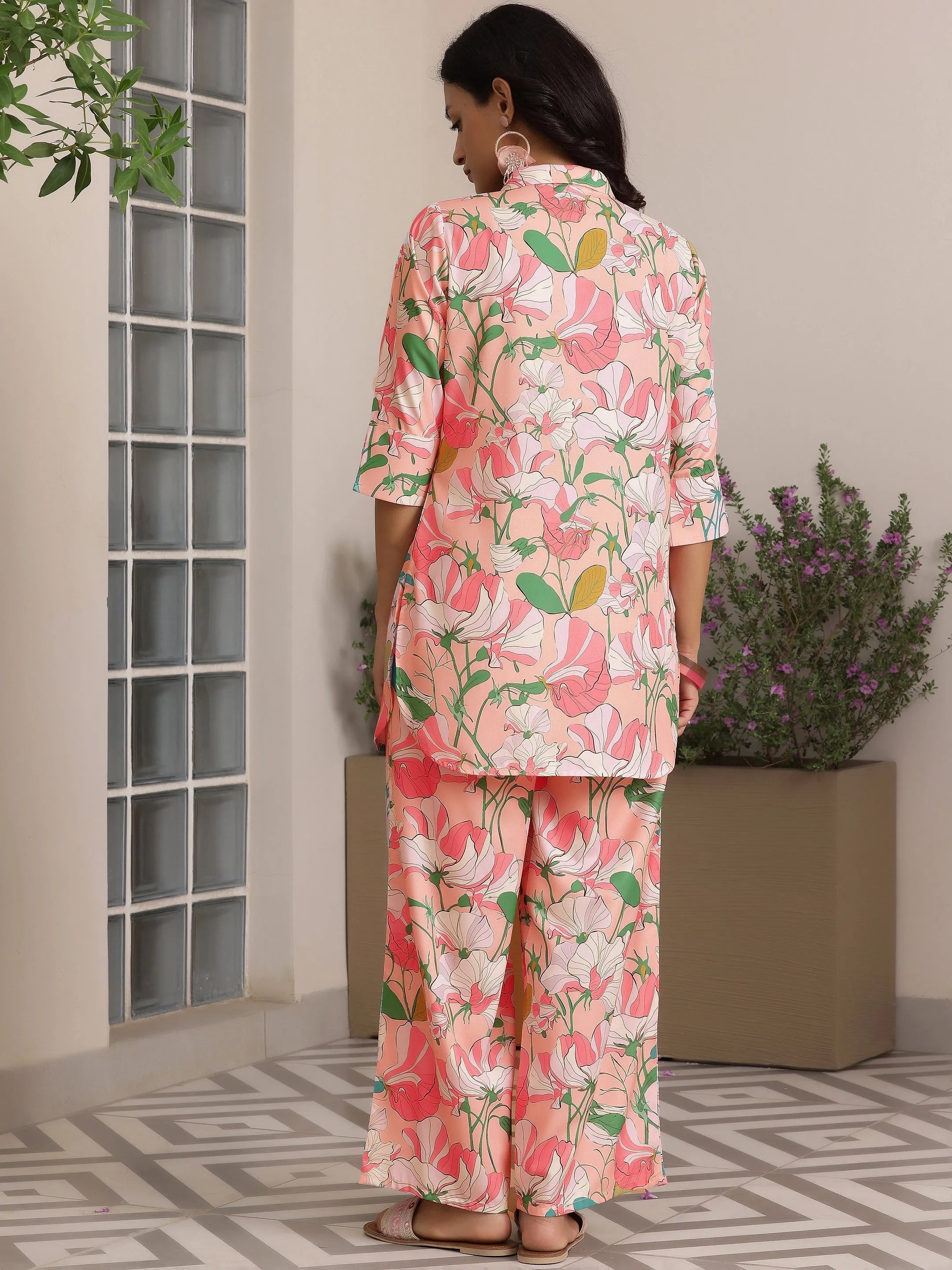 Peach Printed Rayon Co-Ords