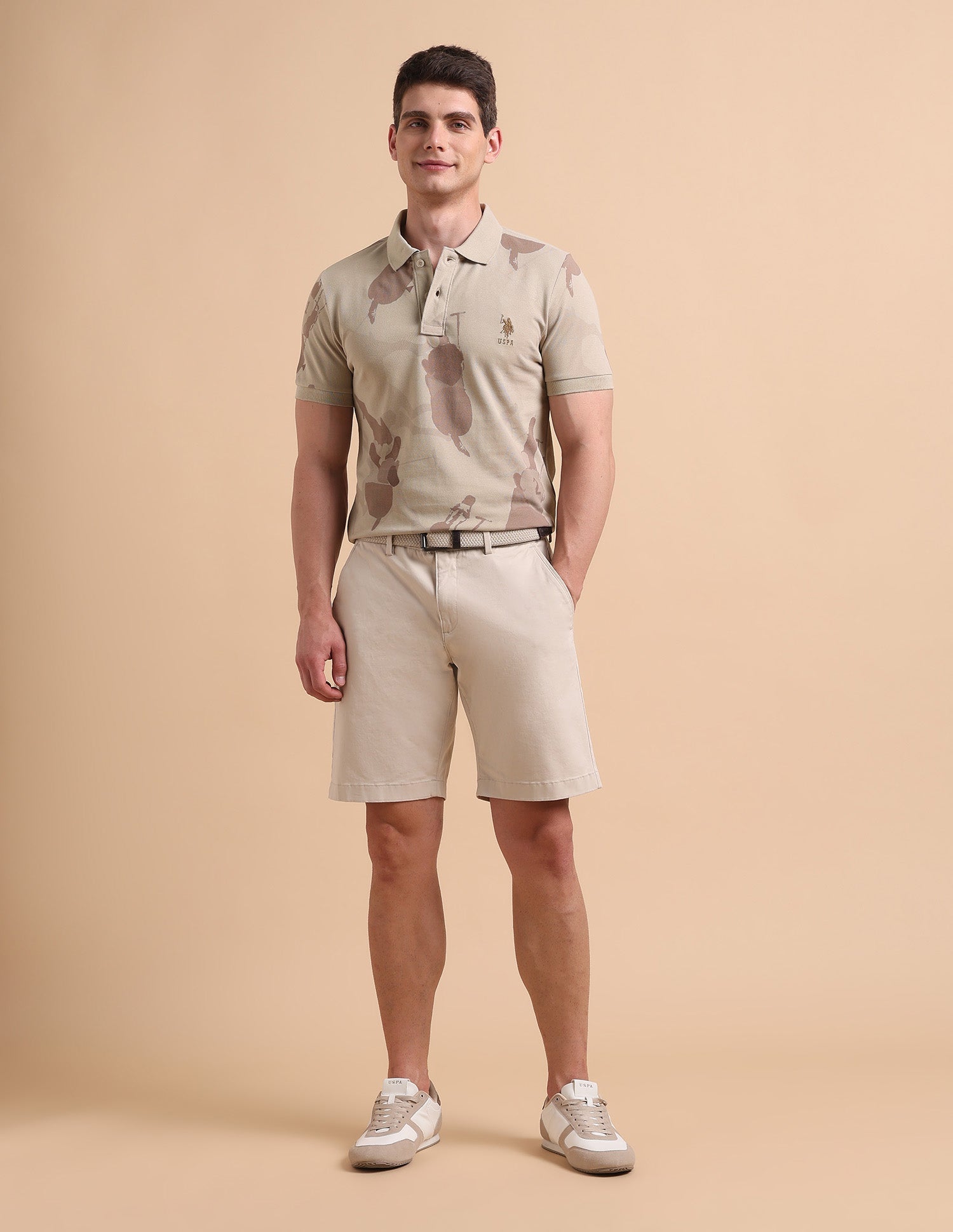 All-Over Printed Pure Cotton Polo Shirt