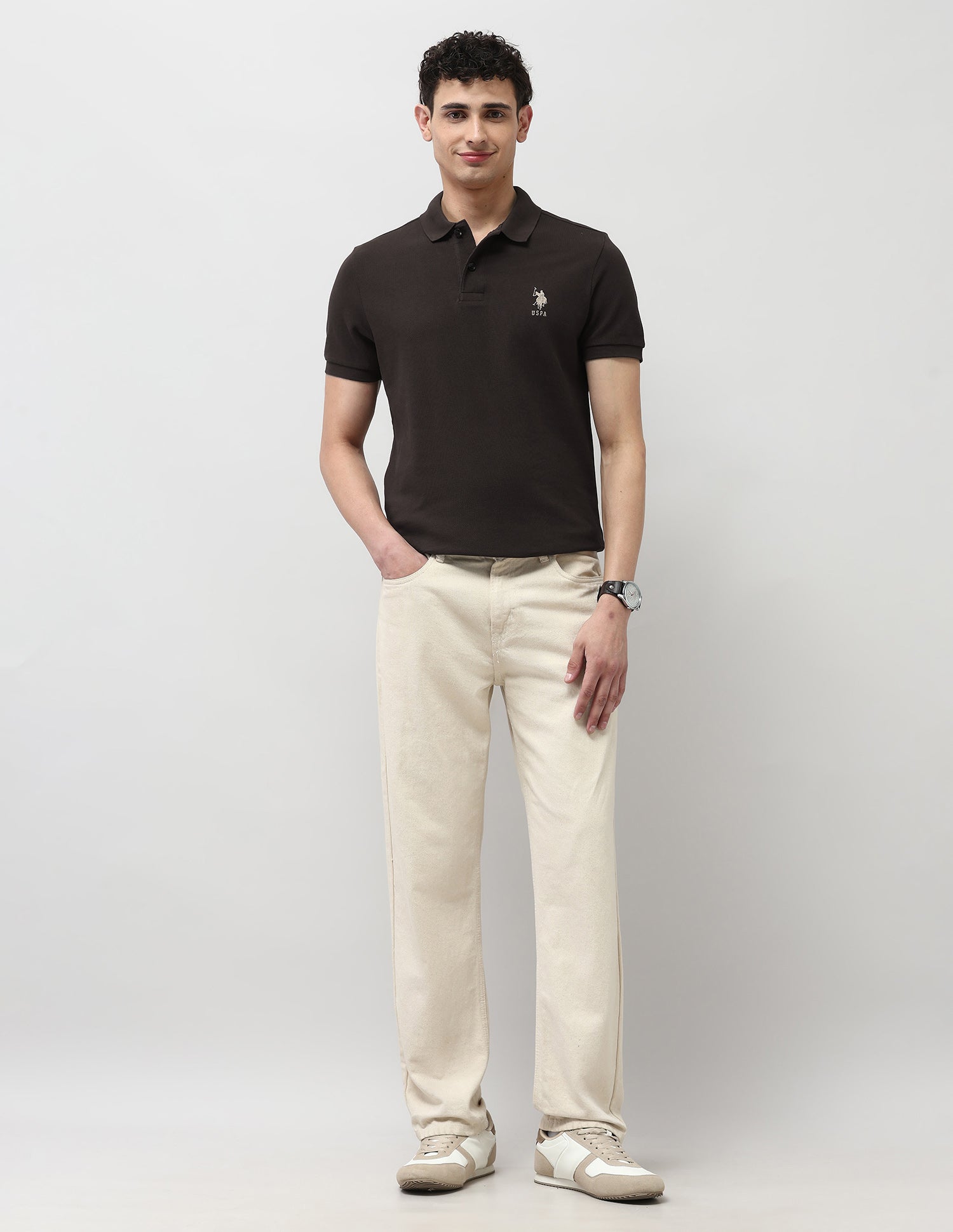 Brand Embroidered Muscle Fit Polo Shirt