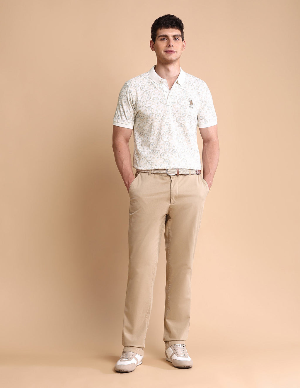 Floral Printed Slim Fit Polo Shirt