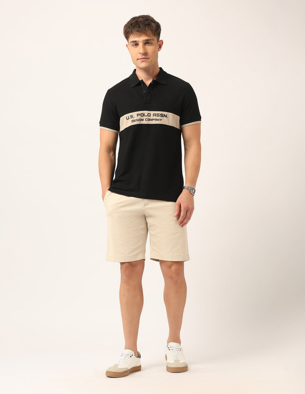 Brand Embossed Muscle Fit Polo Shirt