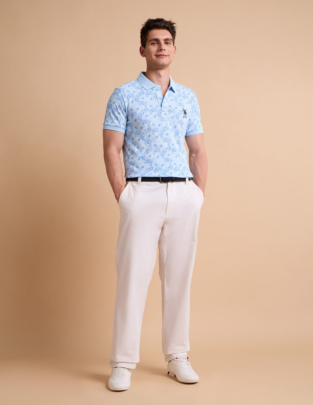 Floral Printed Pure Cotton Polo Shirt