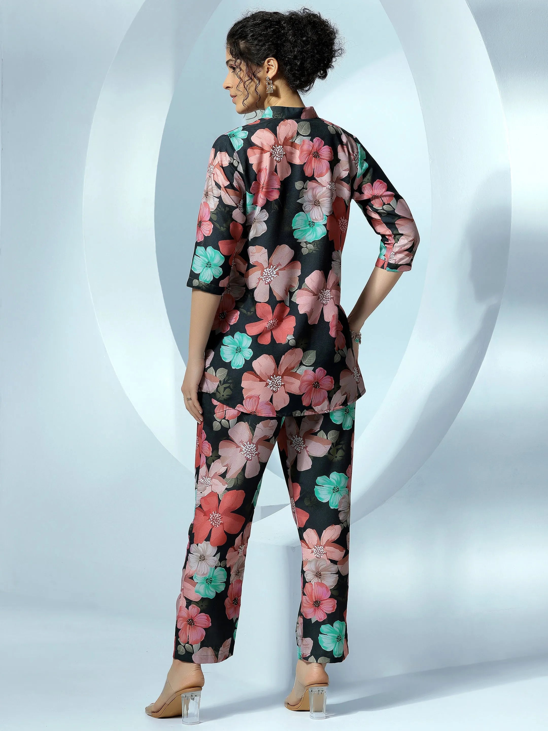 Black Printed Cotton Blend Co-Ords