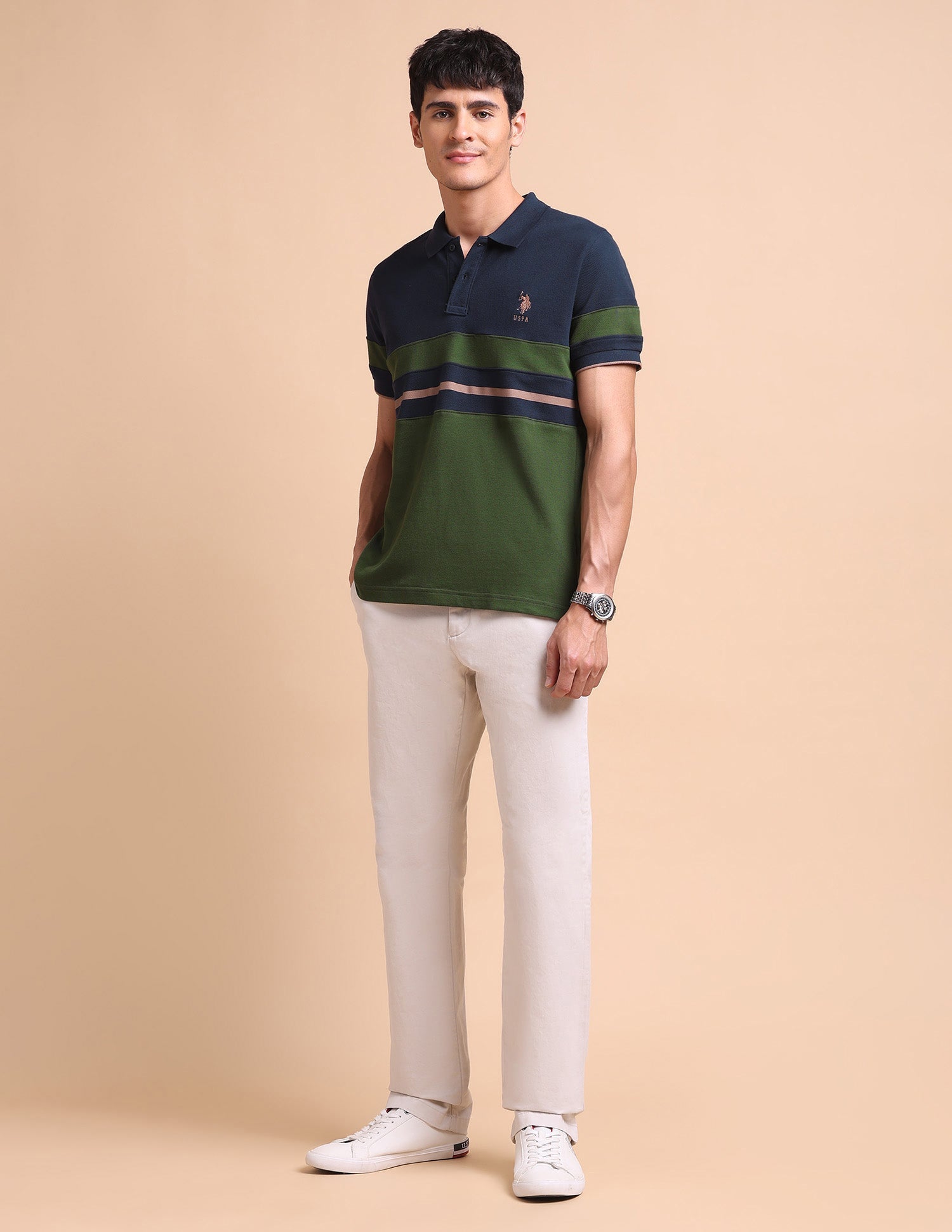 Colourblocked Slim Fit Polo Shirt