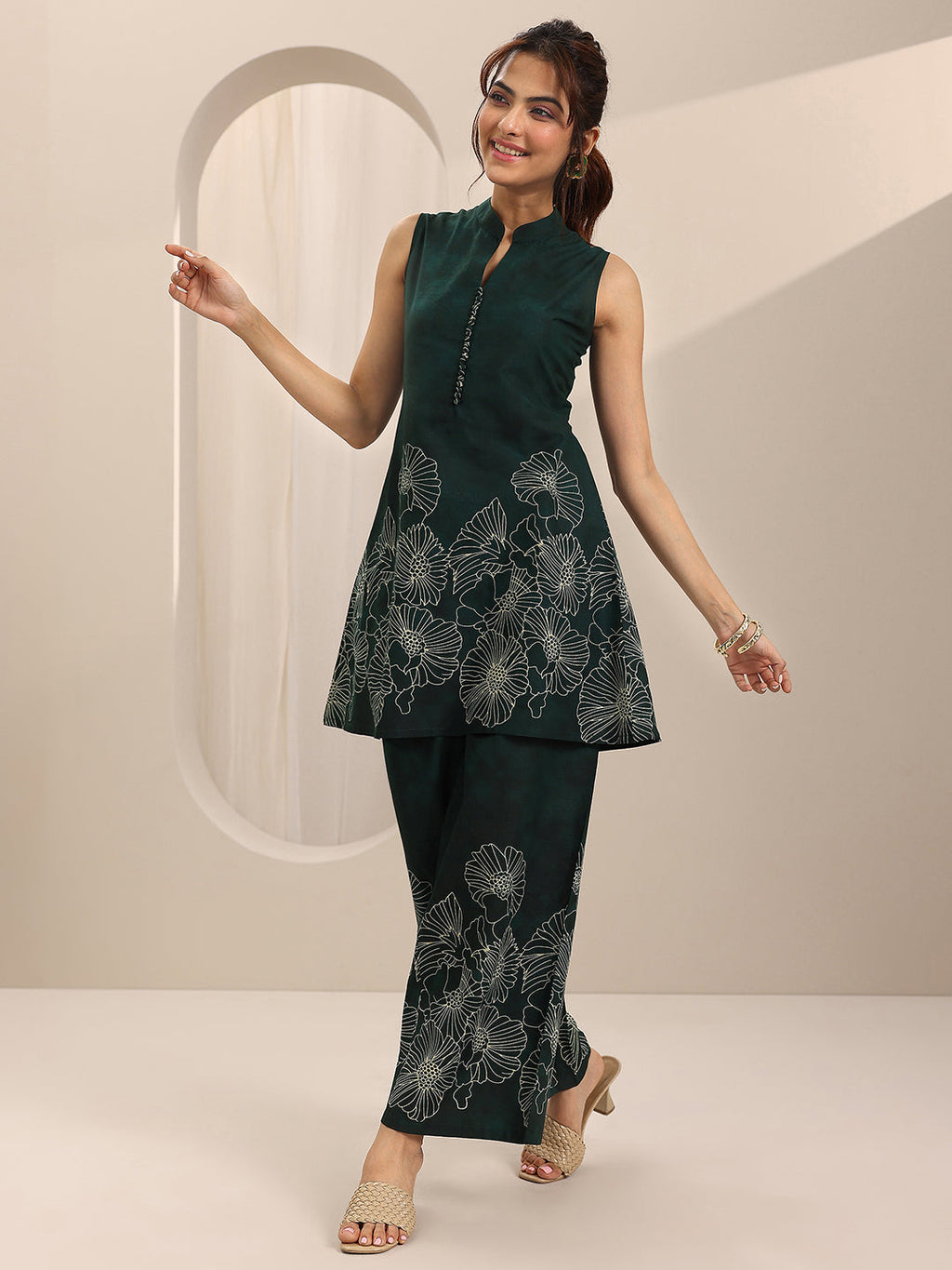 Green Printed Cotton Co-Ord Sets