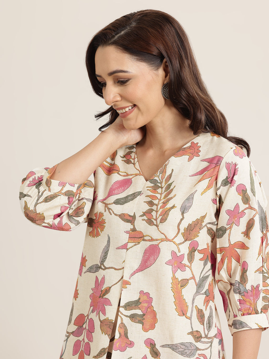 Off White Printed Cotton Co-Ord Sets