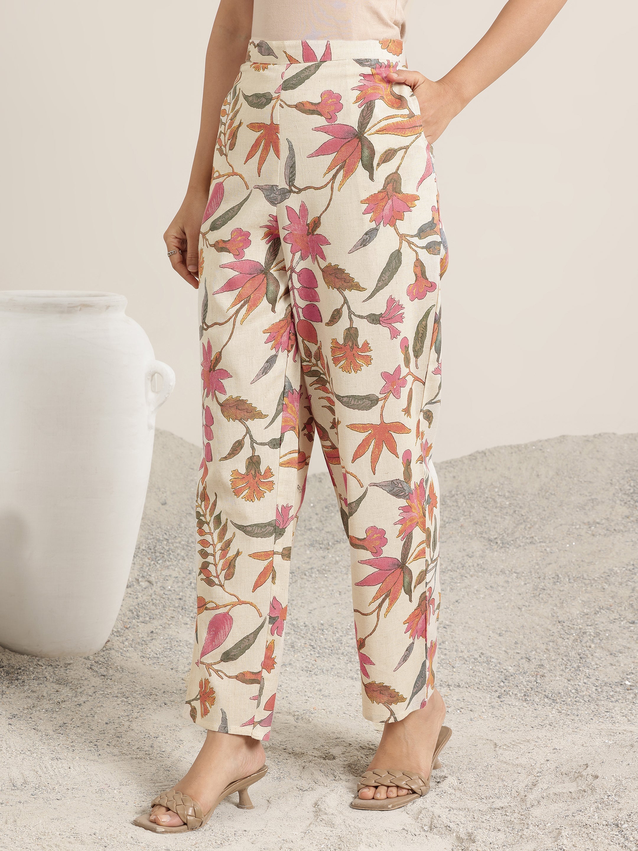 Off White Printed Cotton Co-Ord Sets