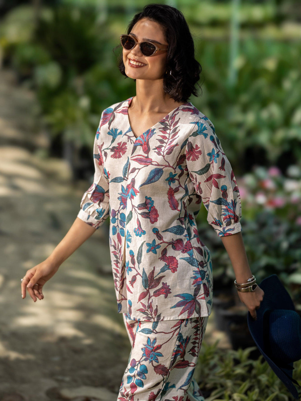 Off White Printed Cotton Co-Ord Sets