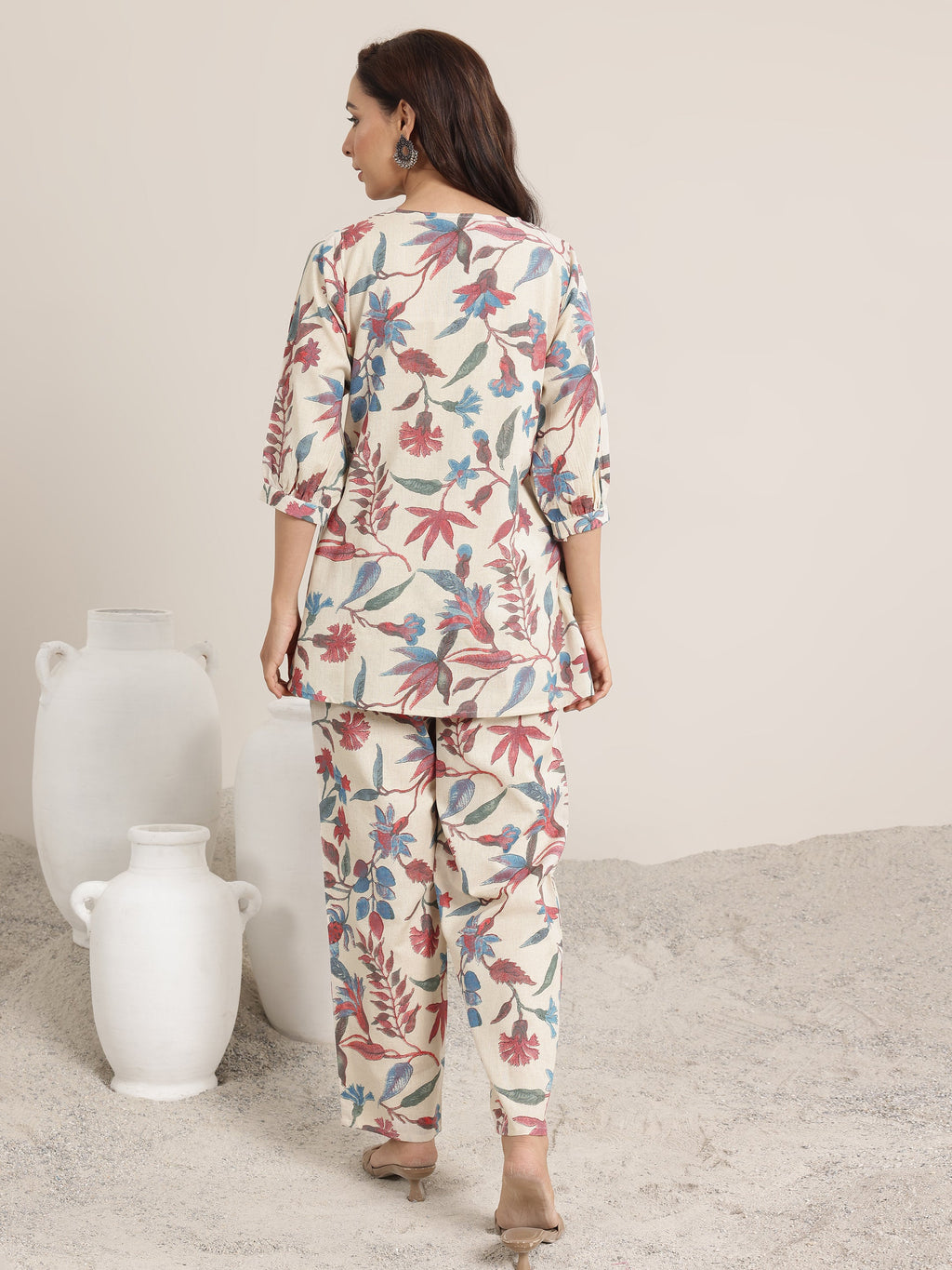 Off White Printed Cotton Co-Ord Sets