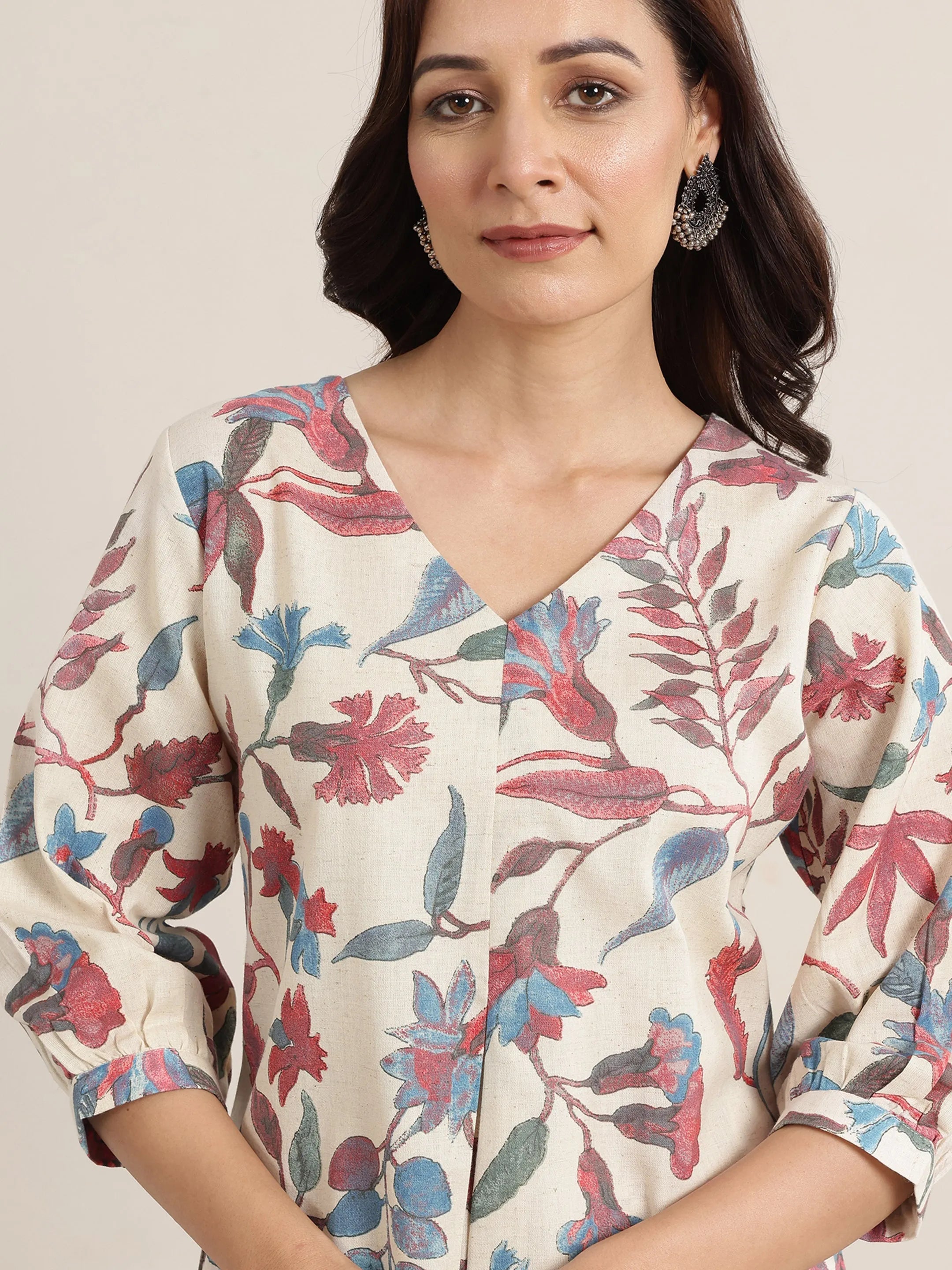 Off White Printed Cotton Co-Ord Sets