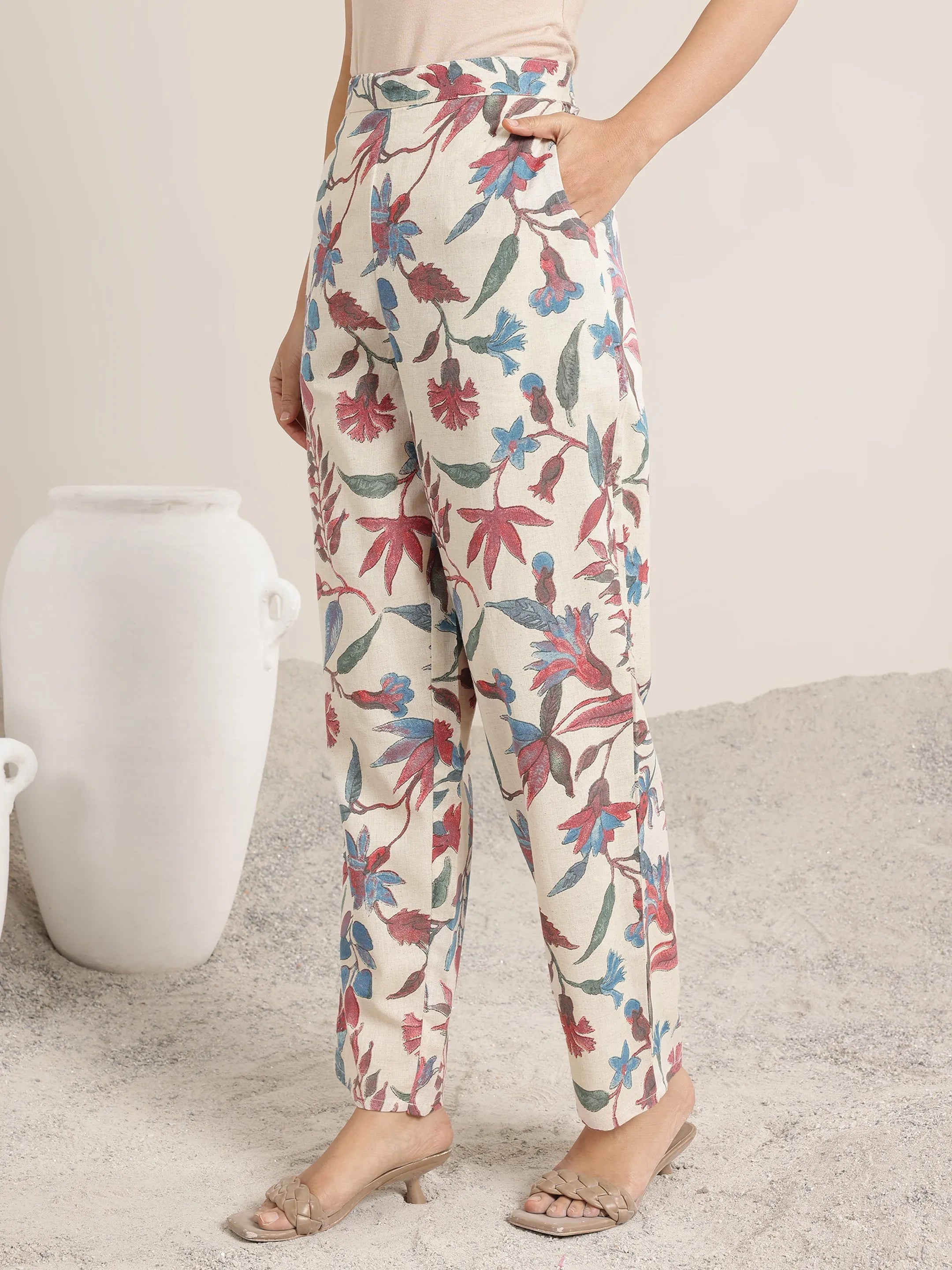 Off White Printed Cotton Co-Ord Sets