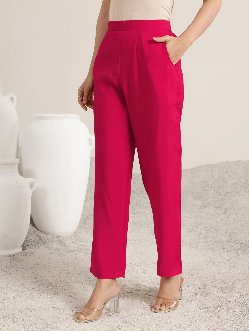 Pink Printed Silk Blend Straight Suit Set With Dupatta