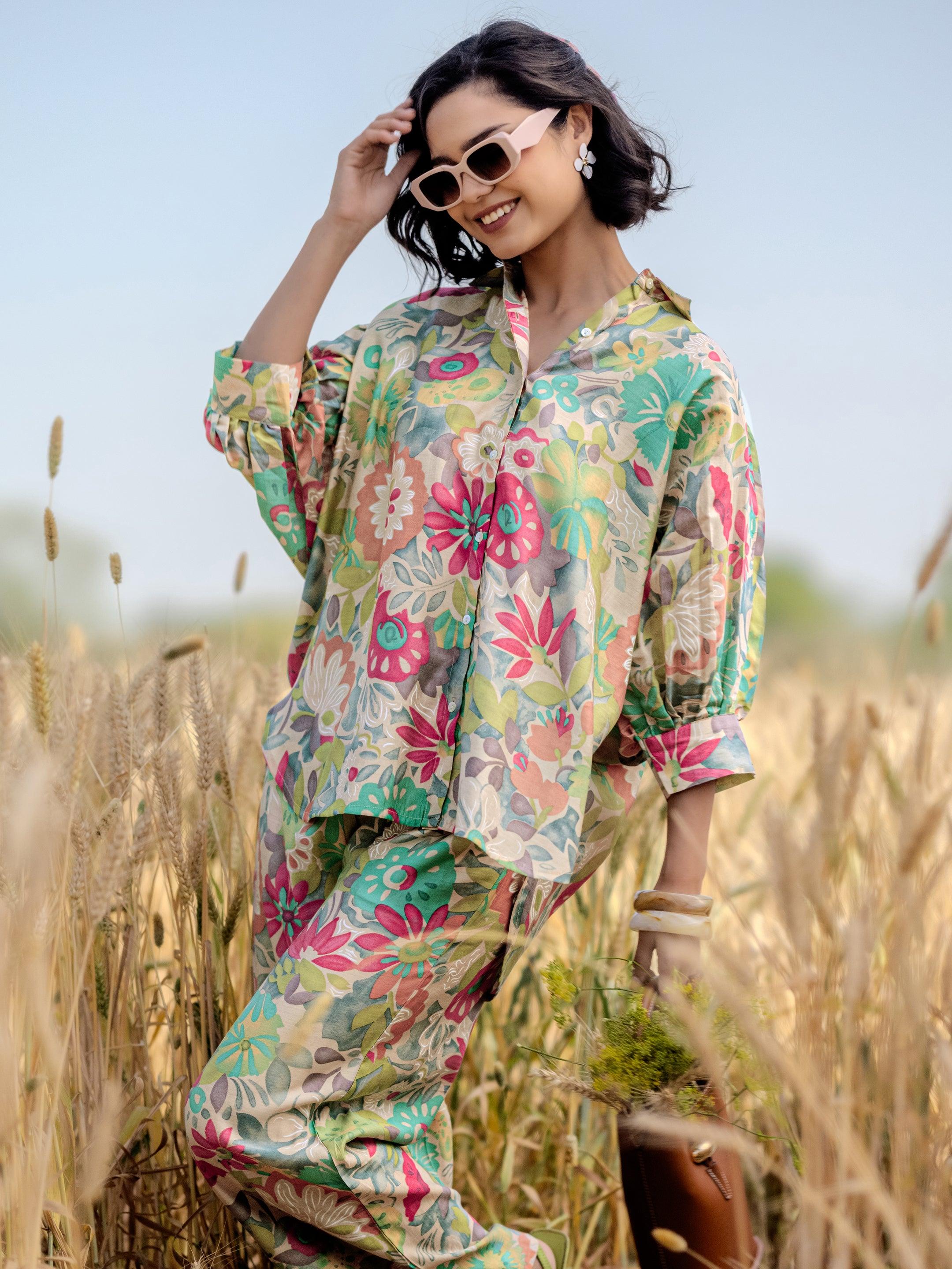 Multi Printed Silk Blend Co-Ord Sets