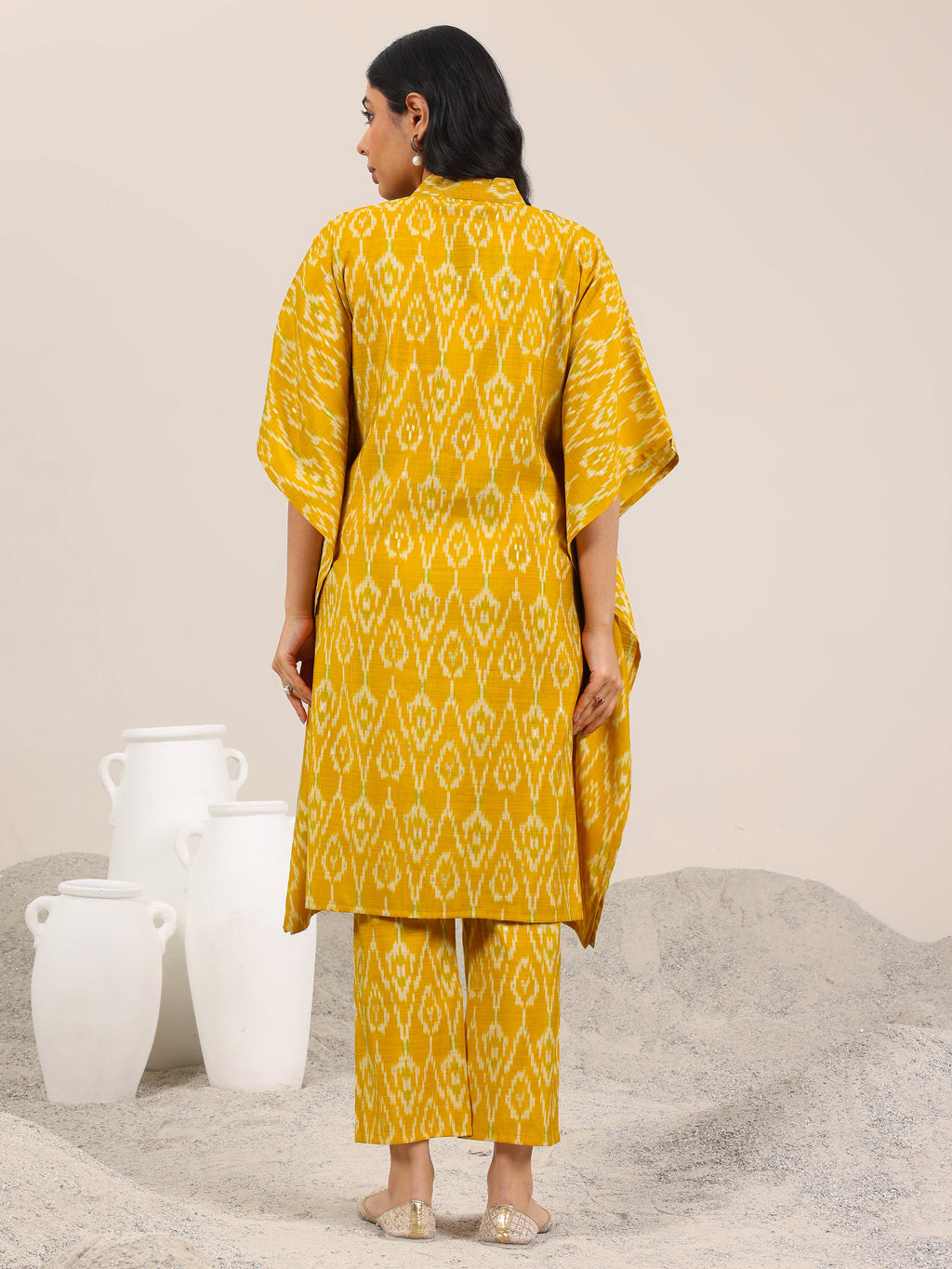 Mustard Printed Silk Blend Co-Ord Sets