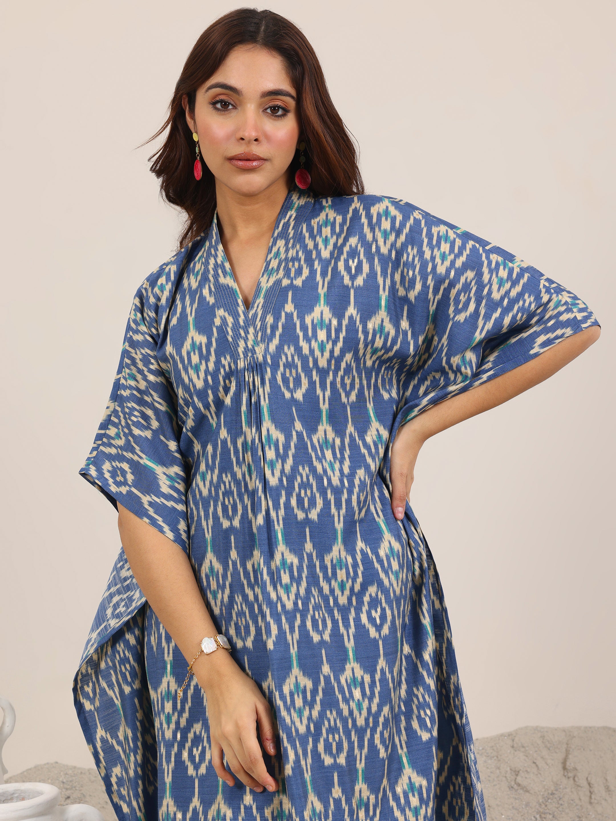 Blue Printed Silk Blend Co-Ord Sets