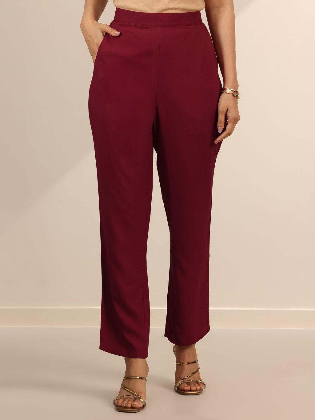 Maroon Embroidered Viscose Rayon Anarkali Kurta Set