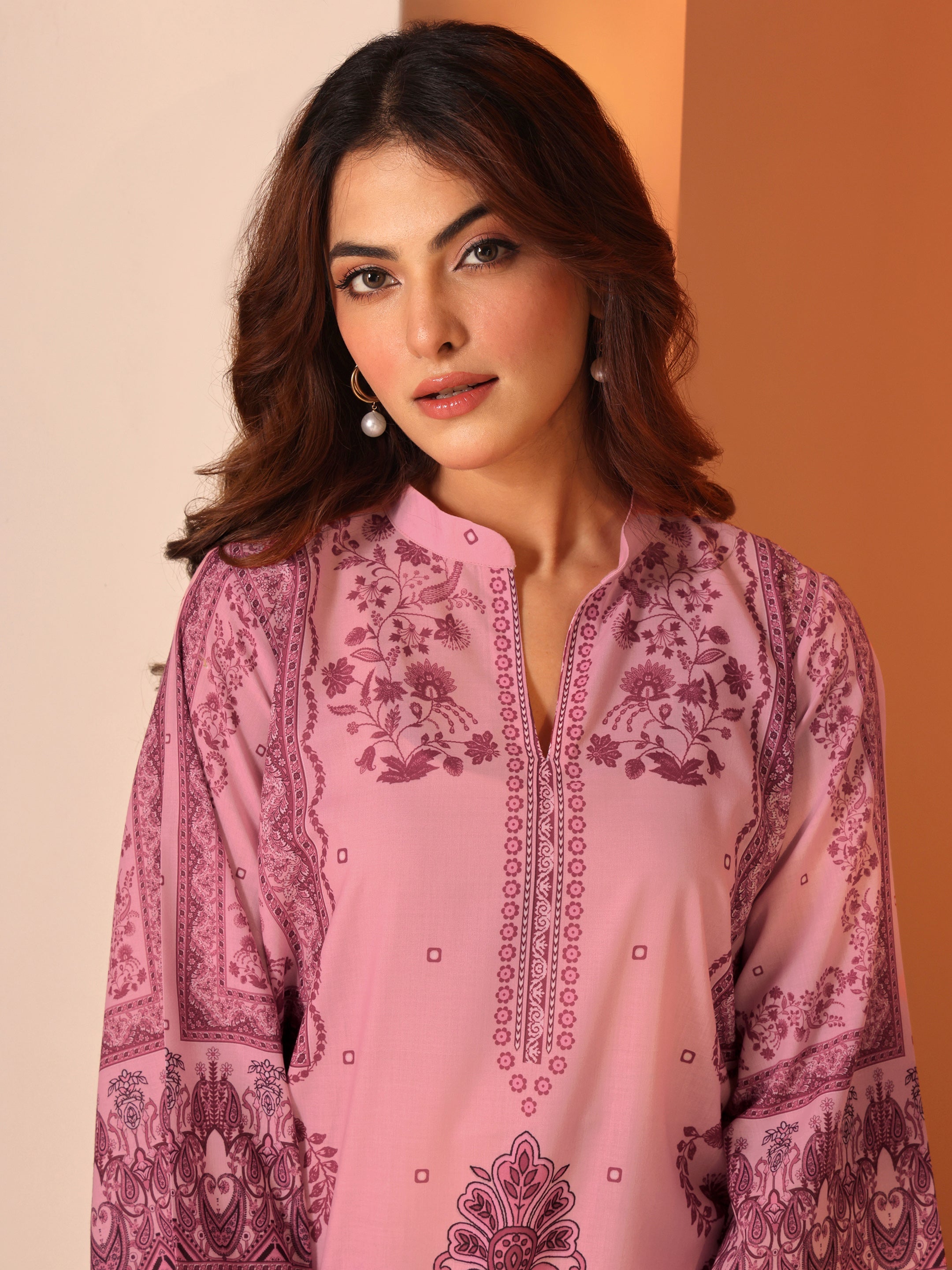 Pink Printed Cotton Blend Co-Ord Sets