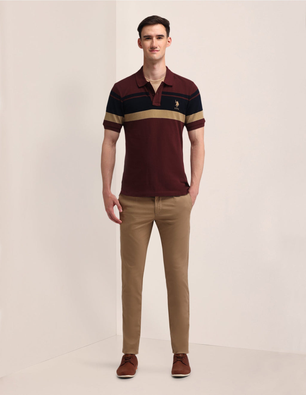 Horizontal Striped Slim Fit Polo Shirt