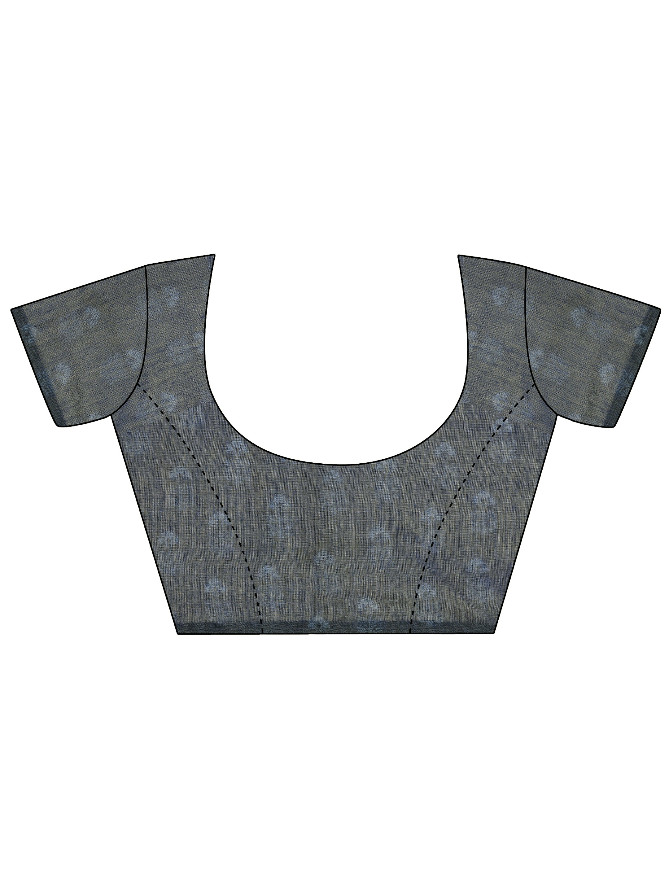 Blue Printed Silk Saree With Unstitched Blouse Piece