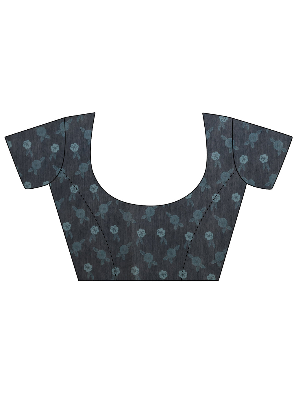 Blue Printed Silk Blend Saree With Unstitched Blouse Piece