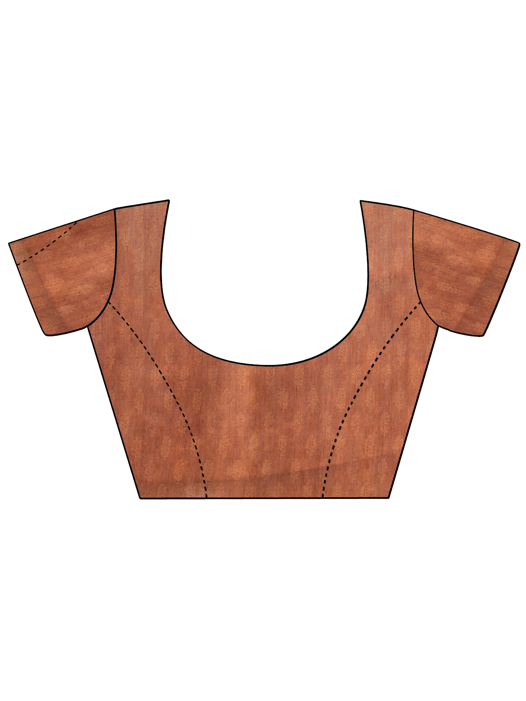 Brown Printed Silk Blend Saree With Unstitched Blouse Piece