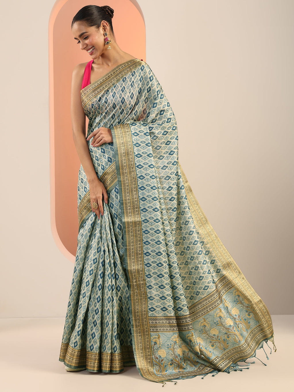 Blue Woven Design Silk Saree With Unstitched Blouse Piece