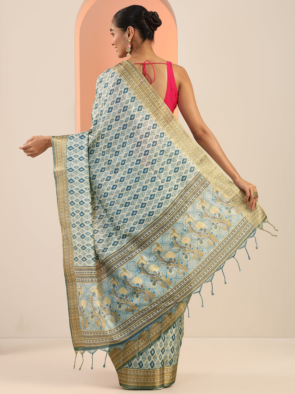 Blue Woven Design Silk Saree With Unstitched Blouse Piece