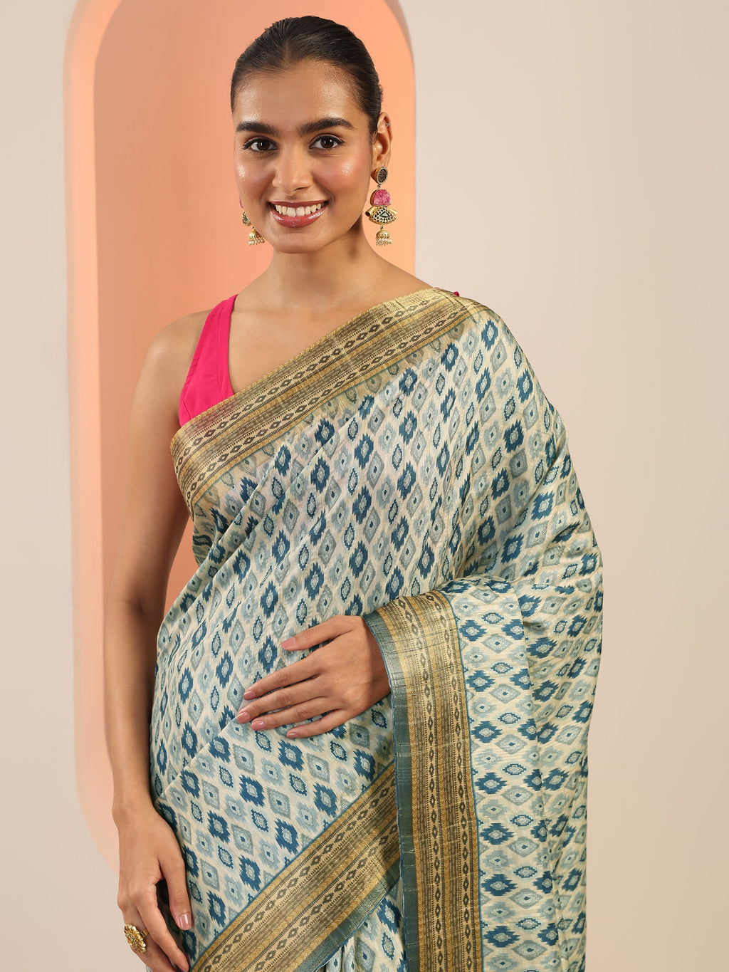 Blue Woven Design Silk Saree With Unstitched Blouse Piece