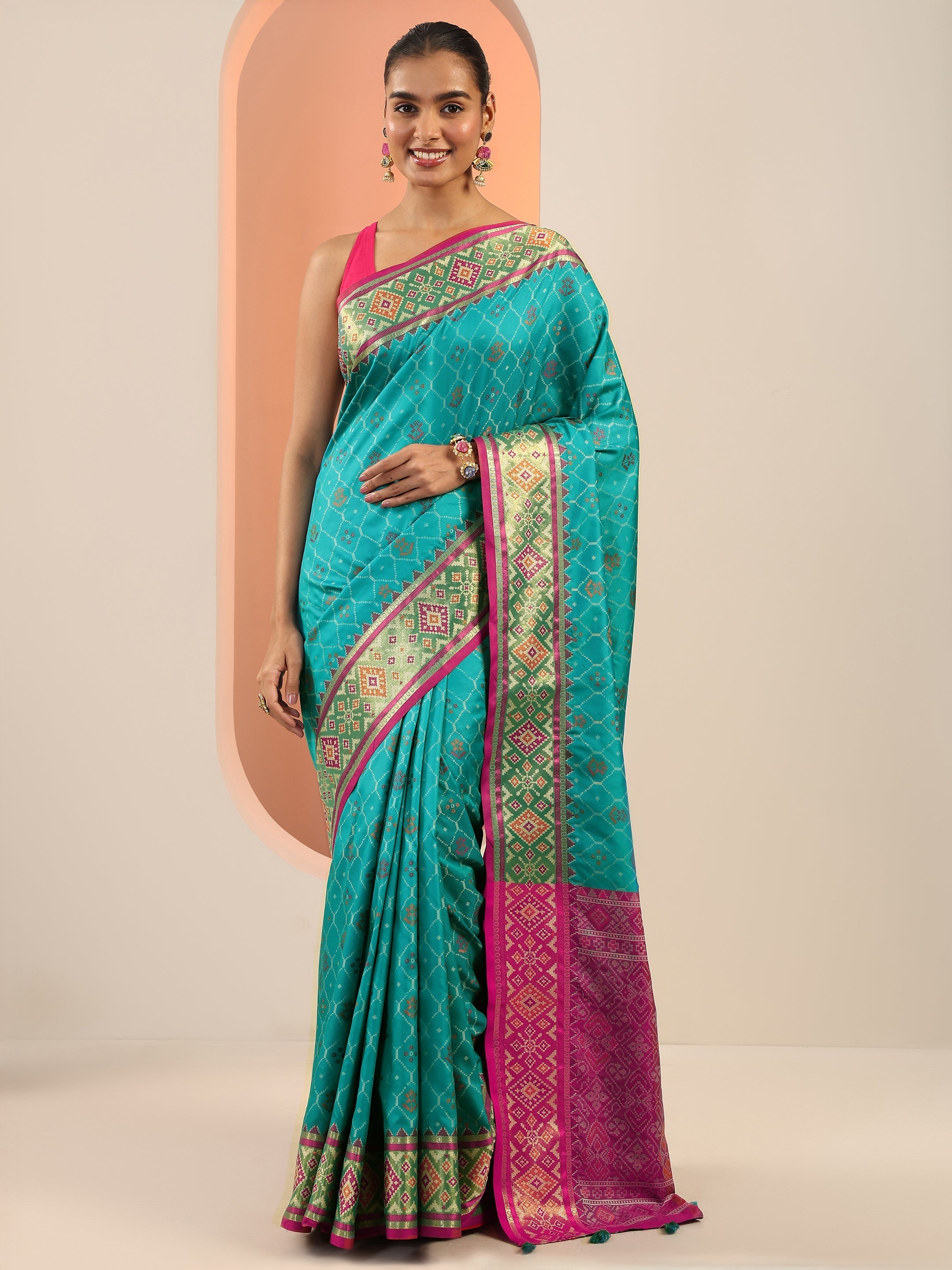 Blue Woven Design Silk Saree With Unstitched Blouse Piece