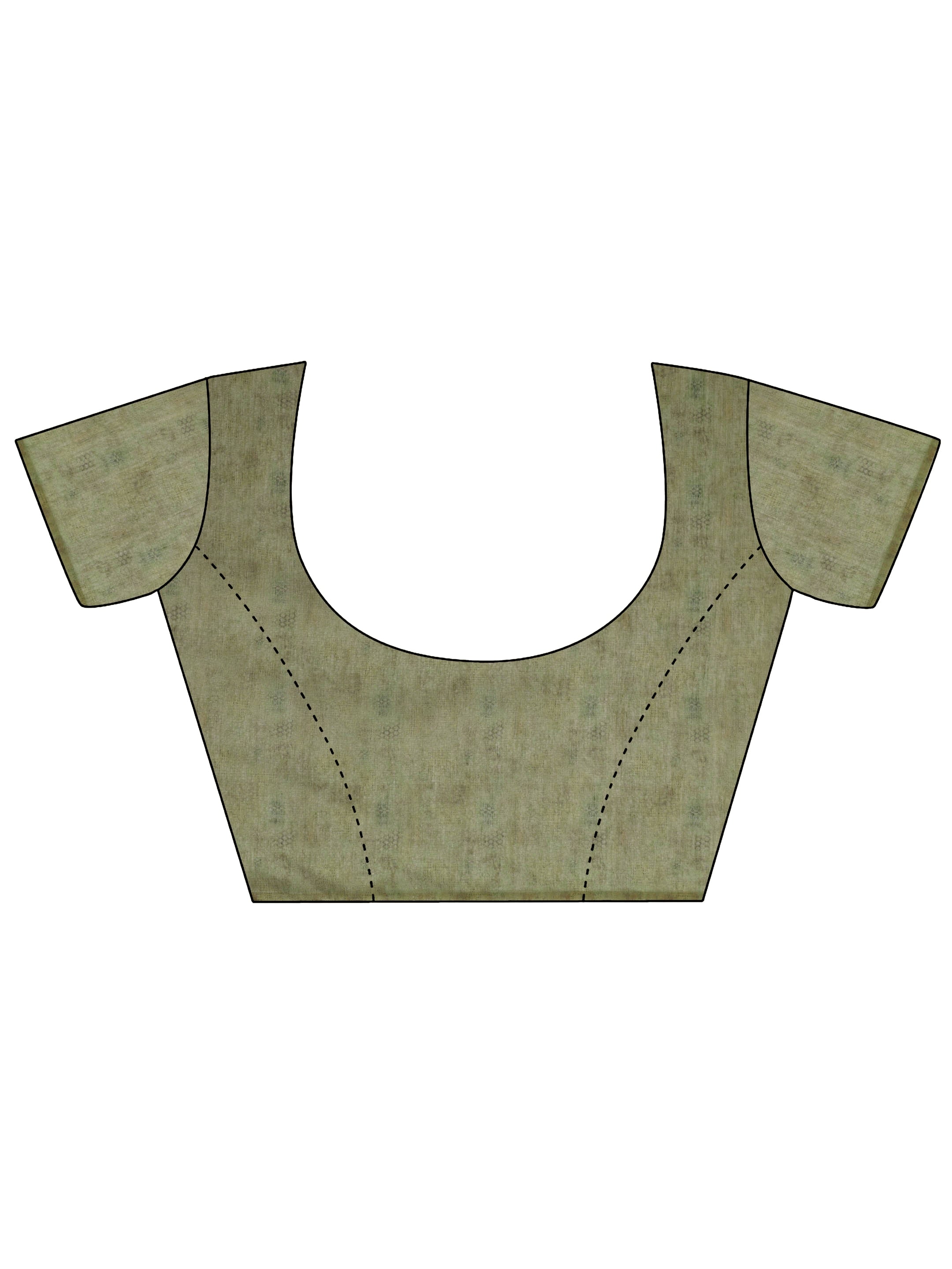 Green Printed Silk Blend Saree With Unstitched Blouse Piece