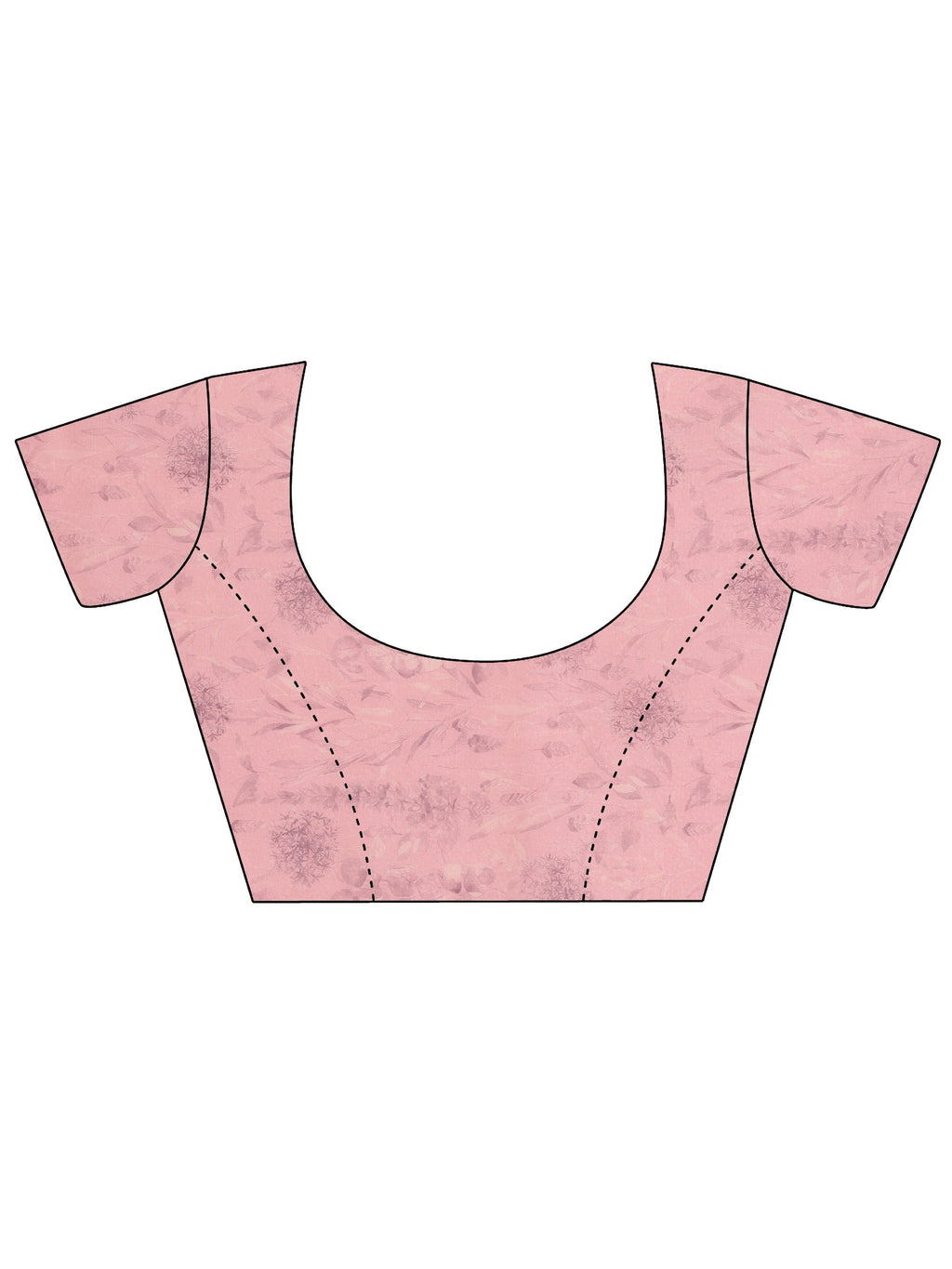 Pink Printed Silk Blend Saree With Unstitched Blouse Piece