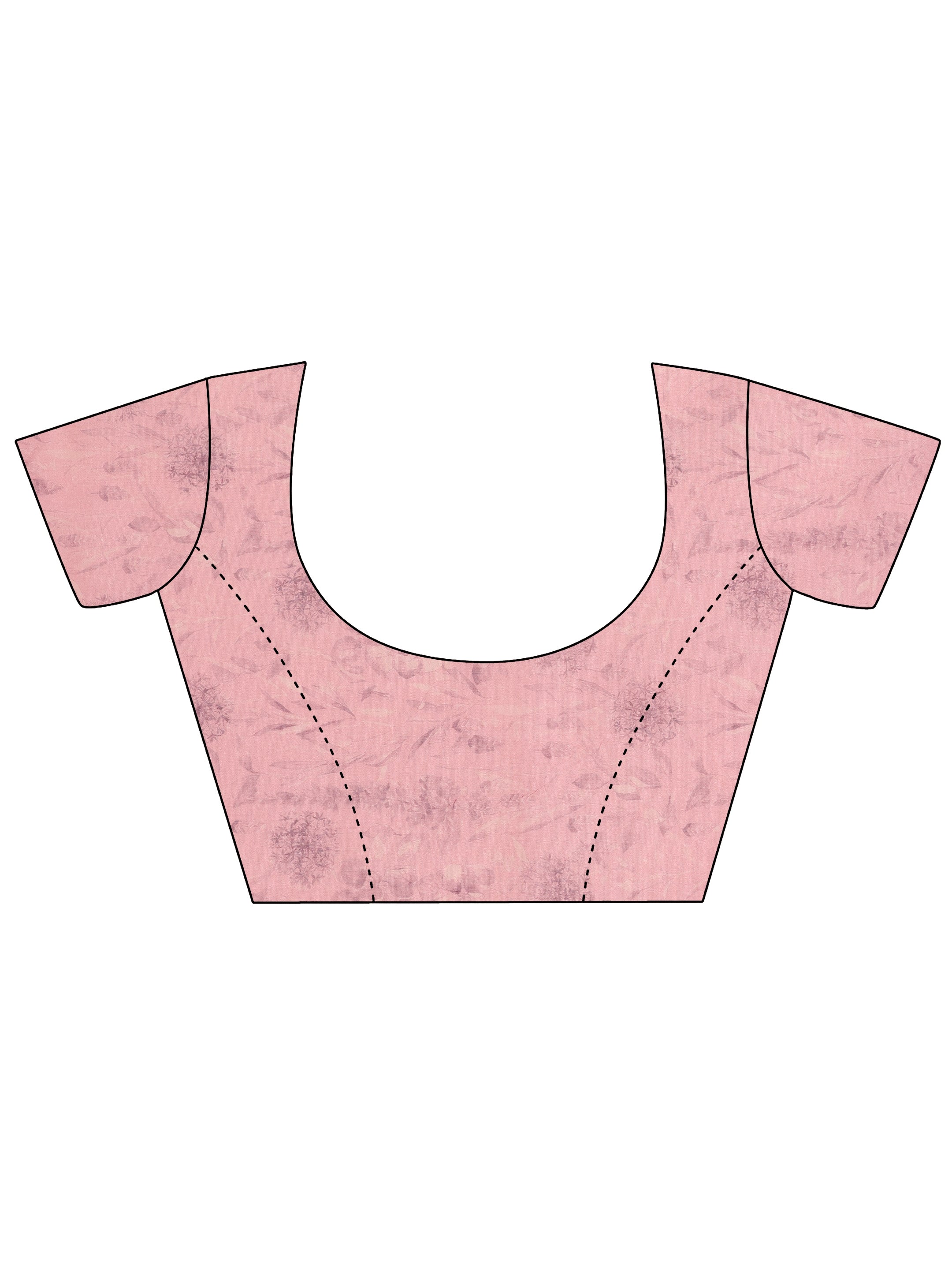 Pink Printed Silk Blend Saree With Unstitched Blouse Piece