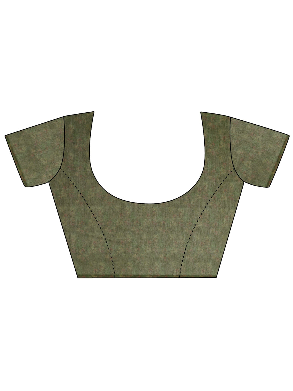 Green Printed Silk Blend Saree With Unstitched Blouse Piece