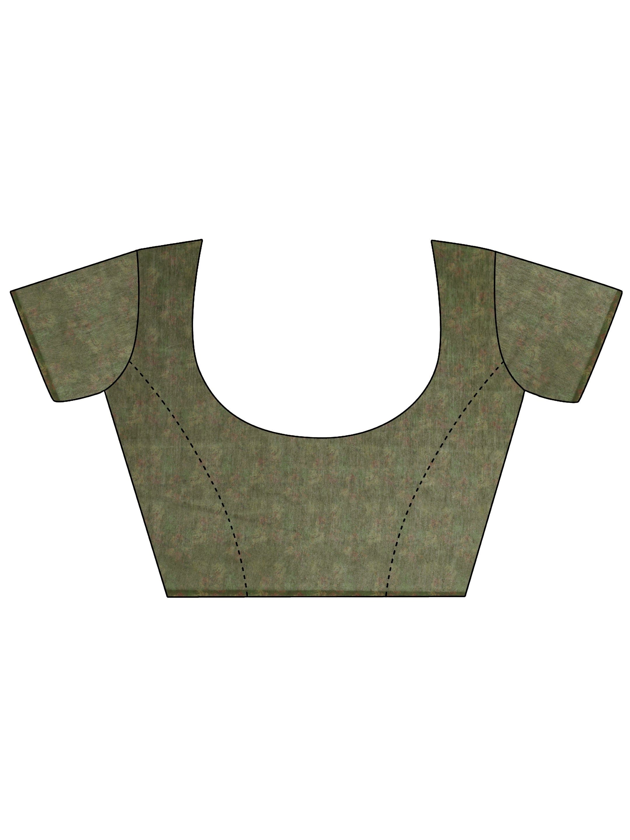 Green Printed Silk Blend Saree With Unstitched Blouse Piece