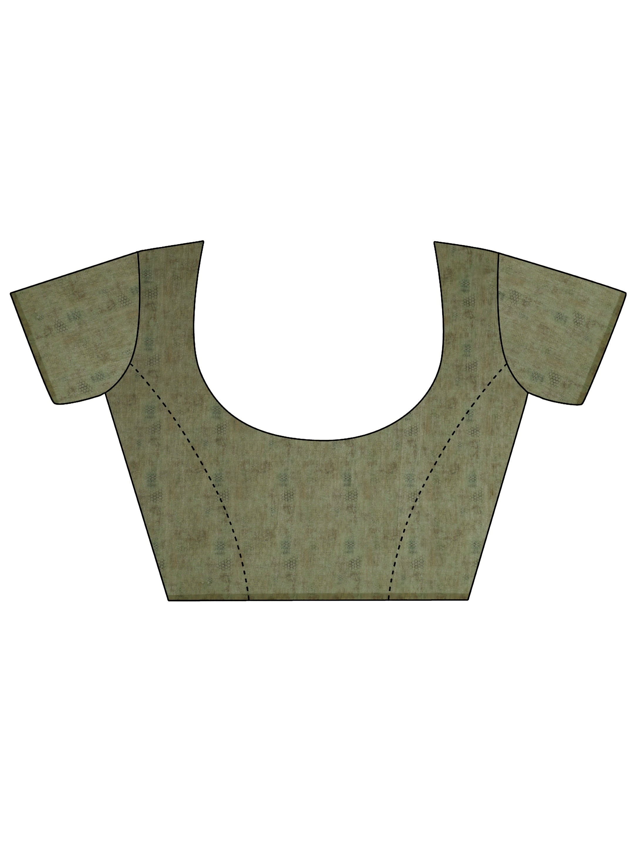 Green Printed Silk Blend Saree With Unstitched Blouse Piece