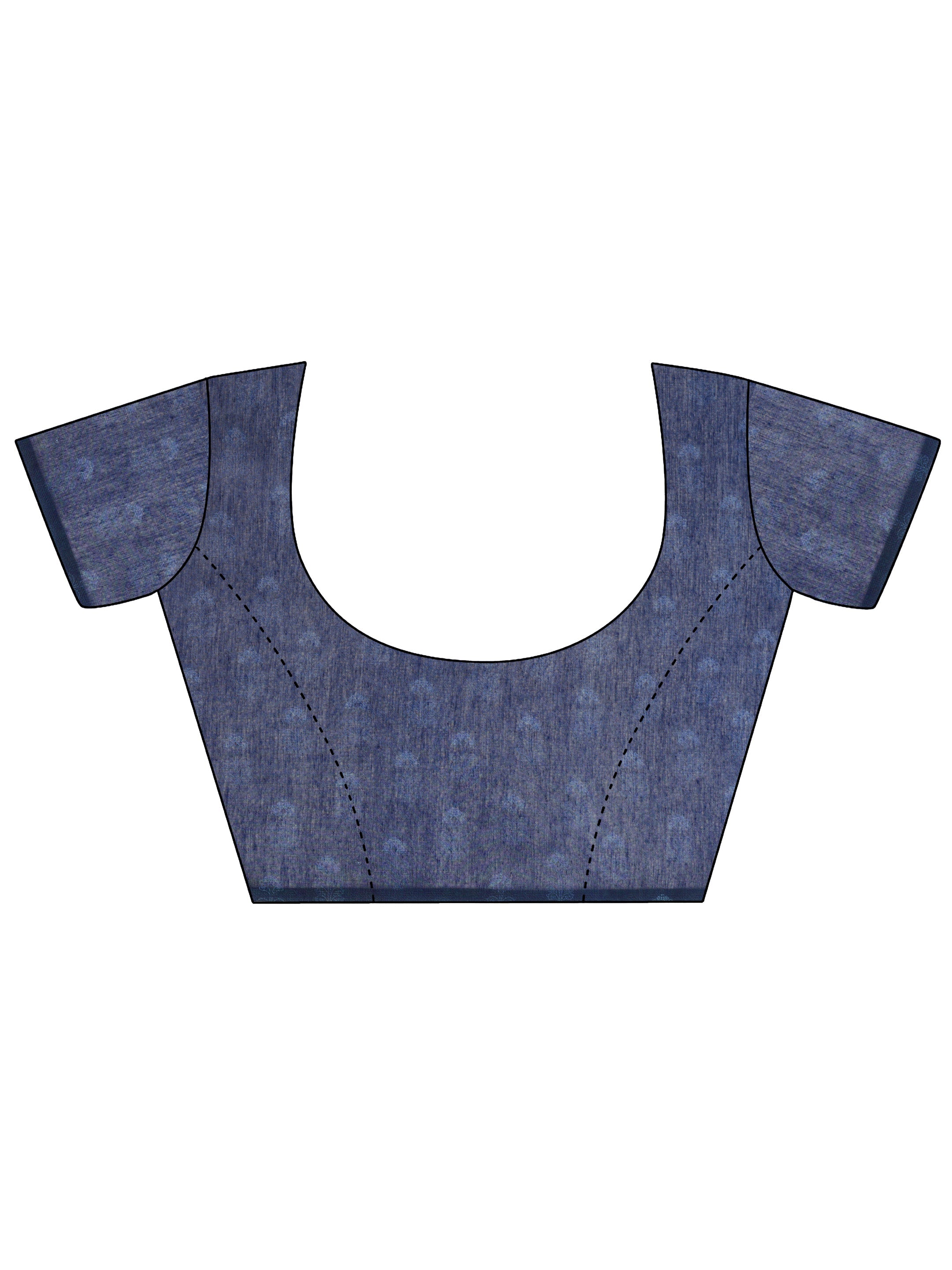 Blue Printed Silk Blend Saree With Unstitched Blouse Piece