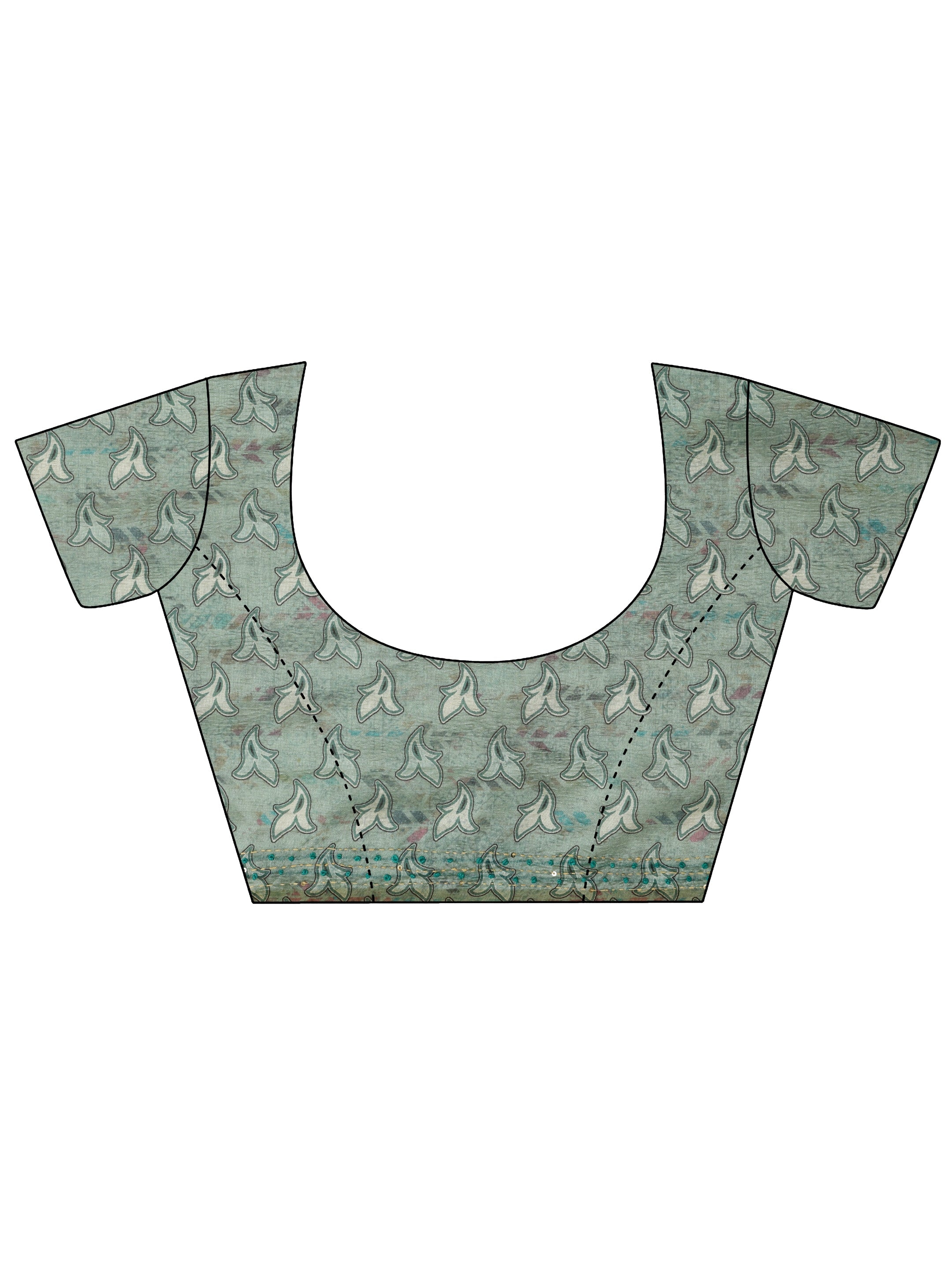 Green Embellished Silk Blend Saree With Unstitched Blouse Piece