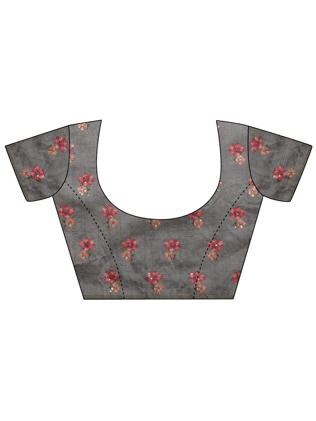 Grey Embellished Silk Blend Saree With Unstitched Blouse Piece