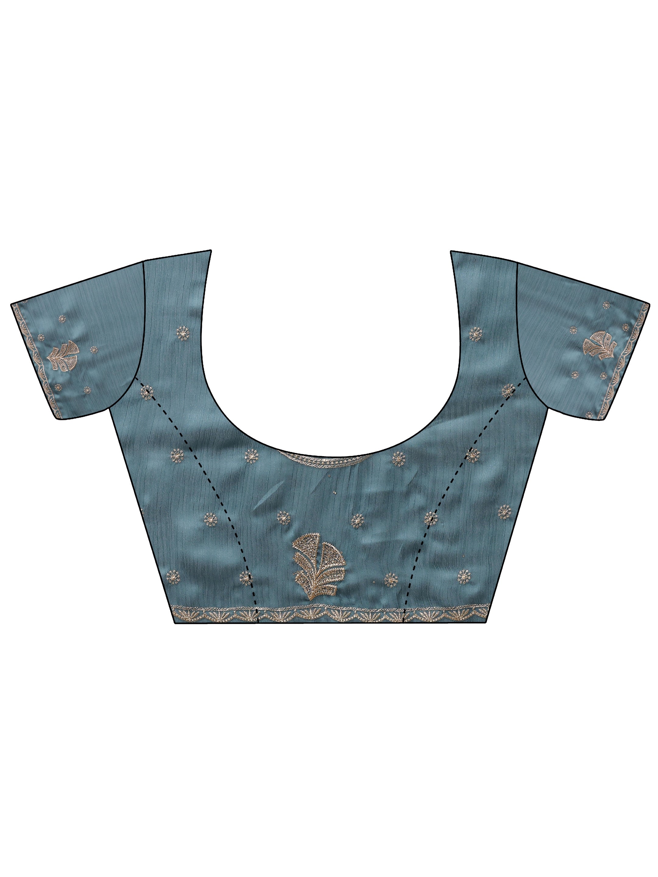 Blue Embellished Banarasi Chinon Saree With Unstitched Blouse Piece