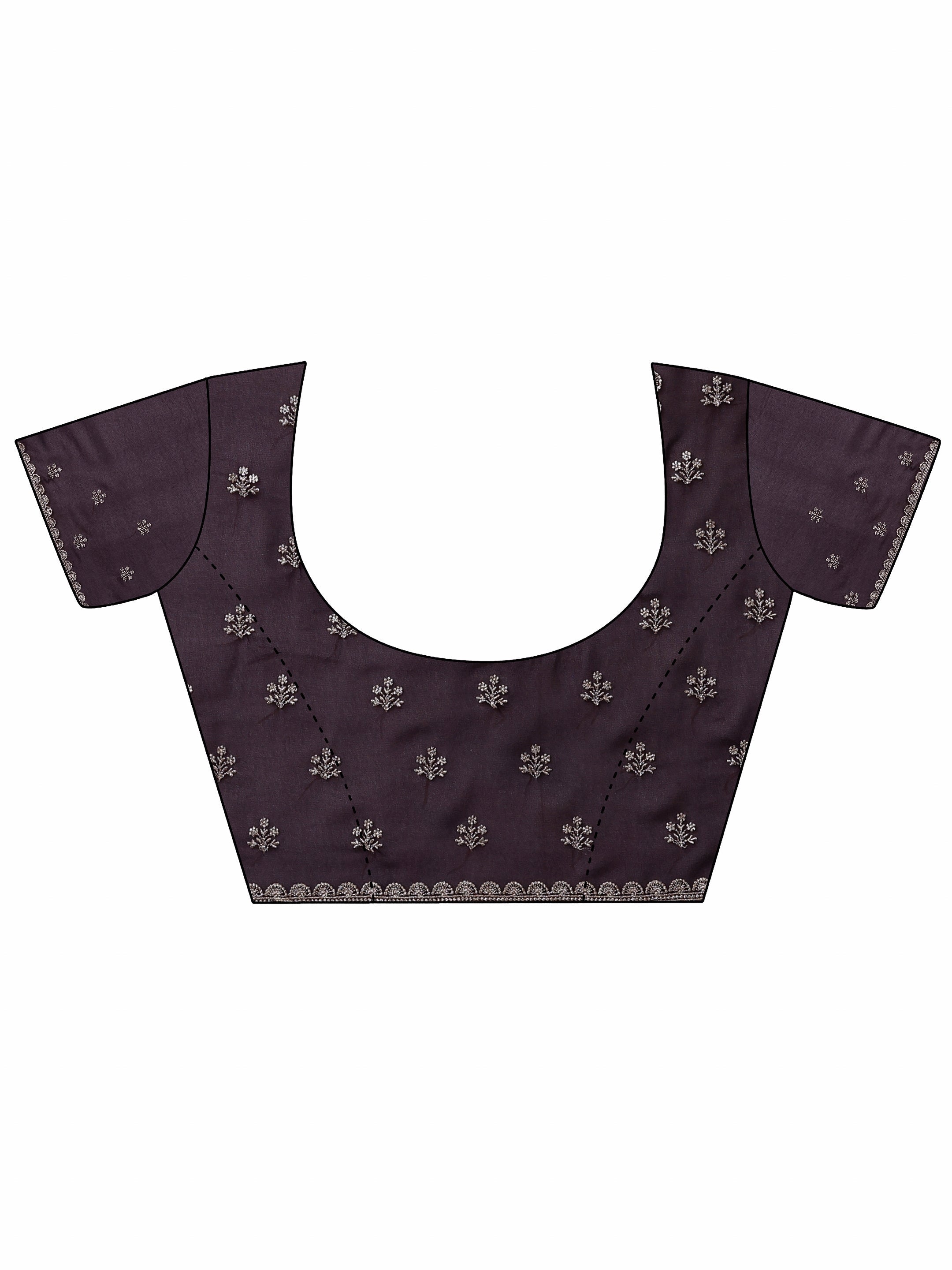 Burgundy Embroidered Georgette Saree With Unstitched Blouse Piece