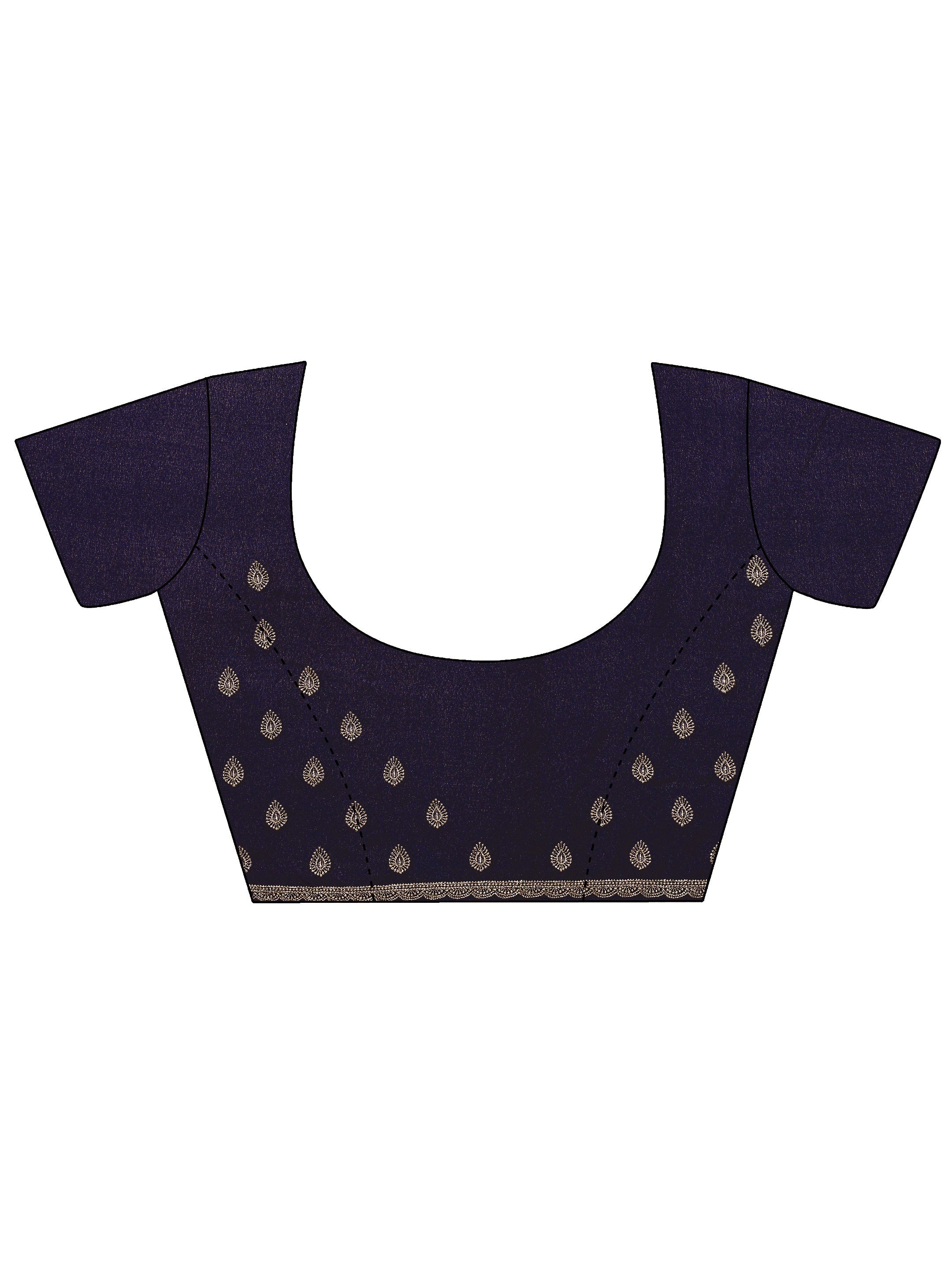 Navy Blue Embroidered Georgette Saree With Unstitched Blouse Piece