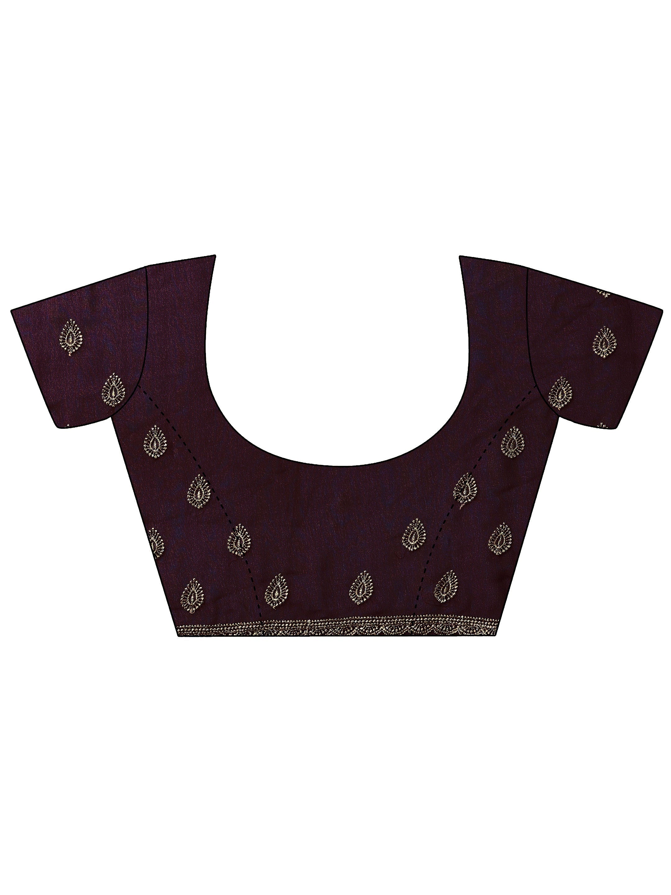 Burgundy Embroidered Georgette Saree With Unstitched Blouse Piece